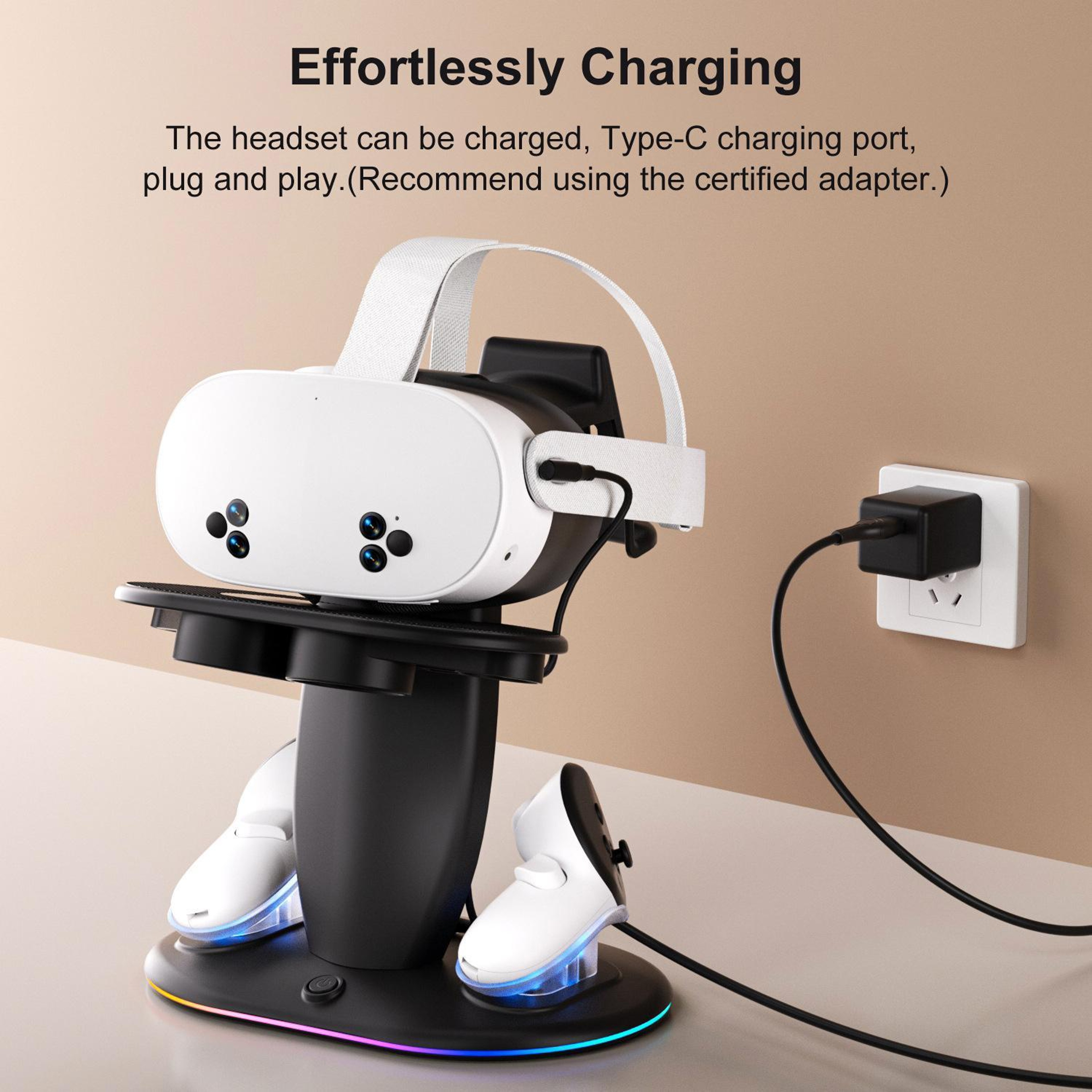 WG68 Meta Quest 3 Charging Stand with RGB Lighting, Fast Charging Dock for Quest 2, 3 and 3S – view 7