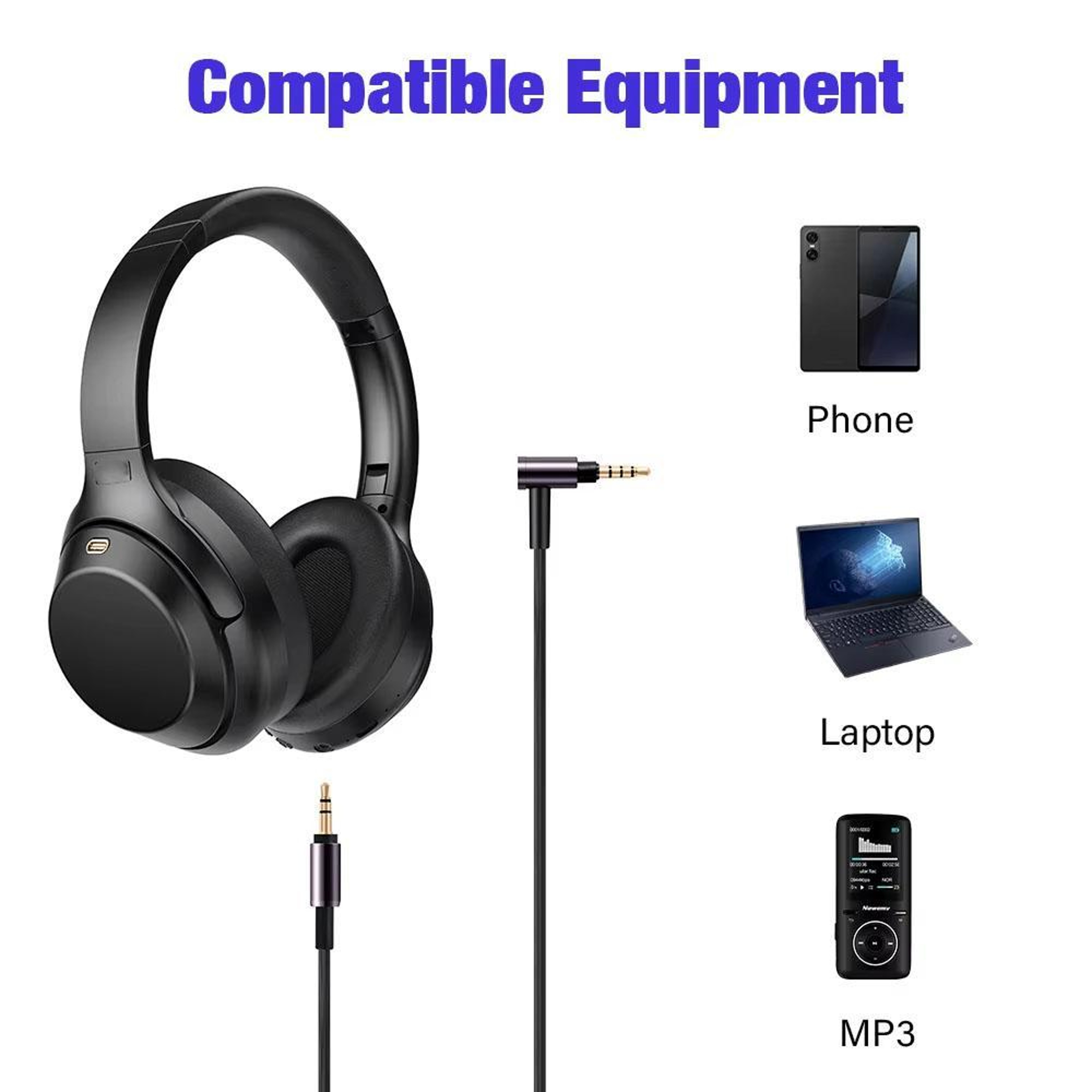 1.5m 3.5mm Sony WH-1000XM4 Replacement Cable with Oxygen-Free Copper – view 3