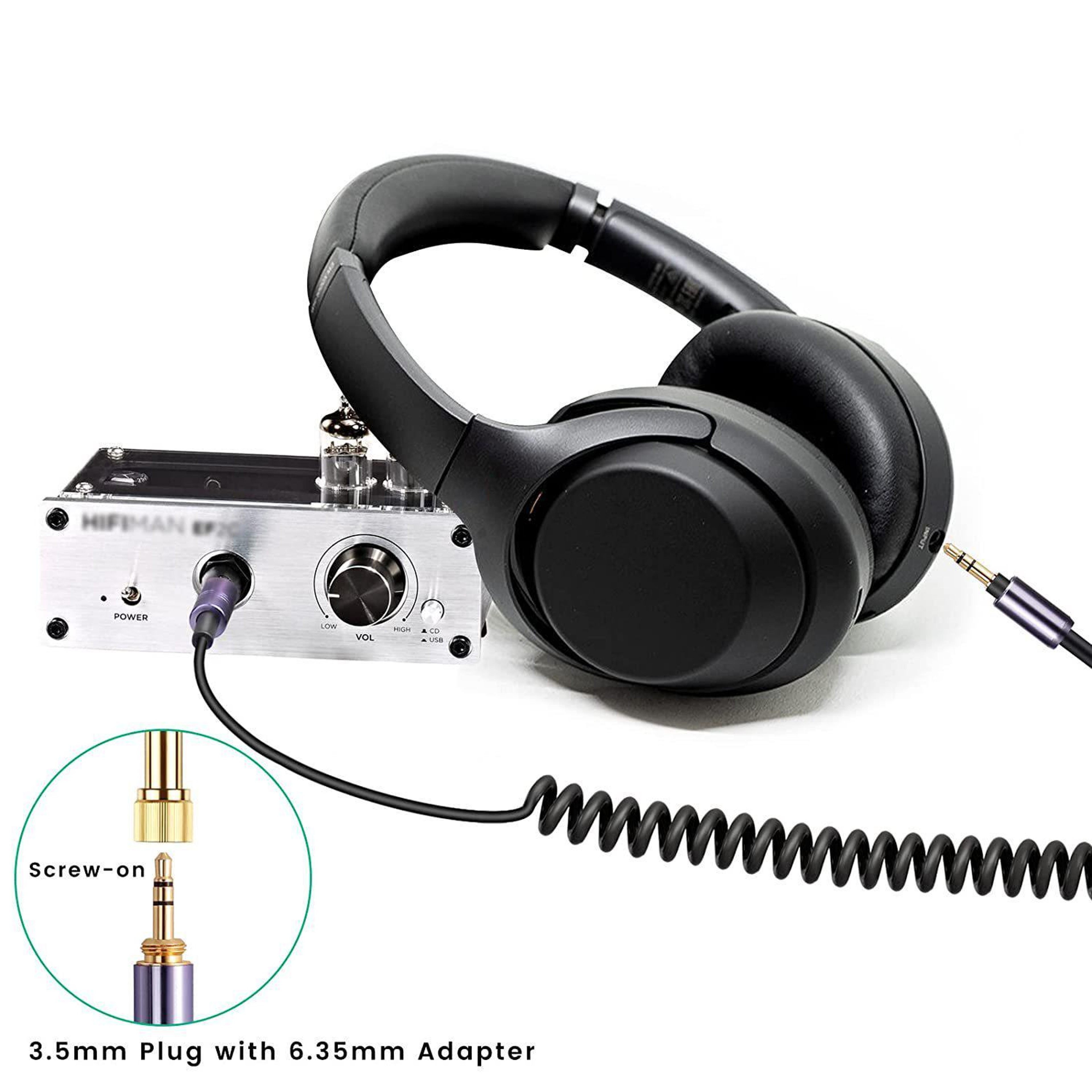 Sony WH-1000XM4 Replacement Cable 1.5-5m Coiled Headphone Cable with 3.5mm Plug and 6.35mm Adapter – view 4