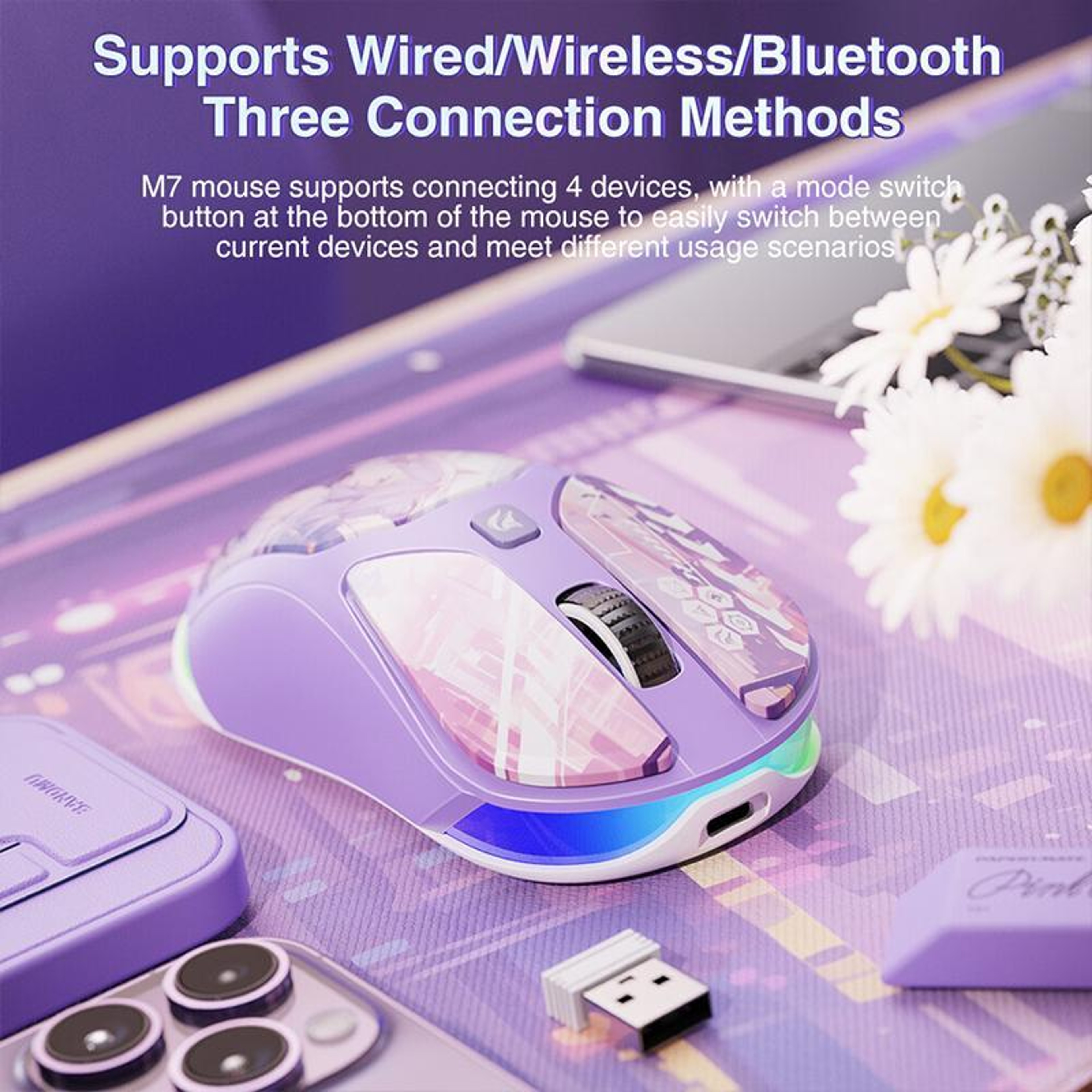 LINGBAO M7 Wireless Gaming Mouse With 12000 DPI Bluetooth And 24GHz TripleMode Connection 8