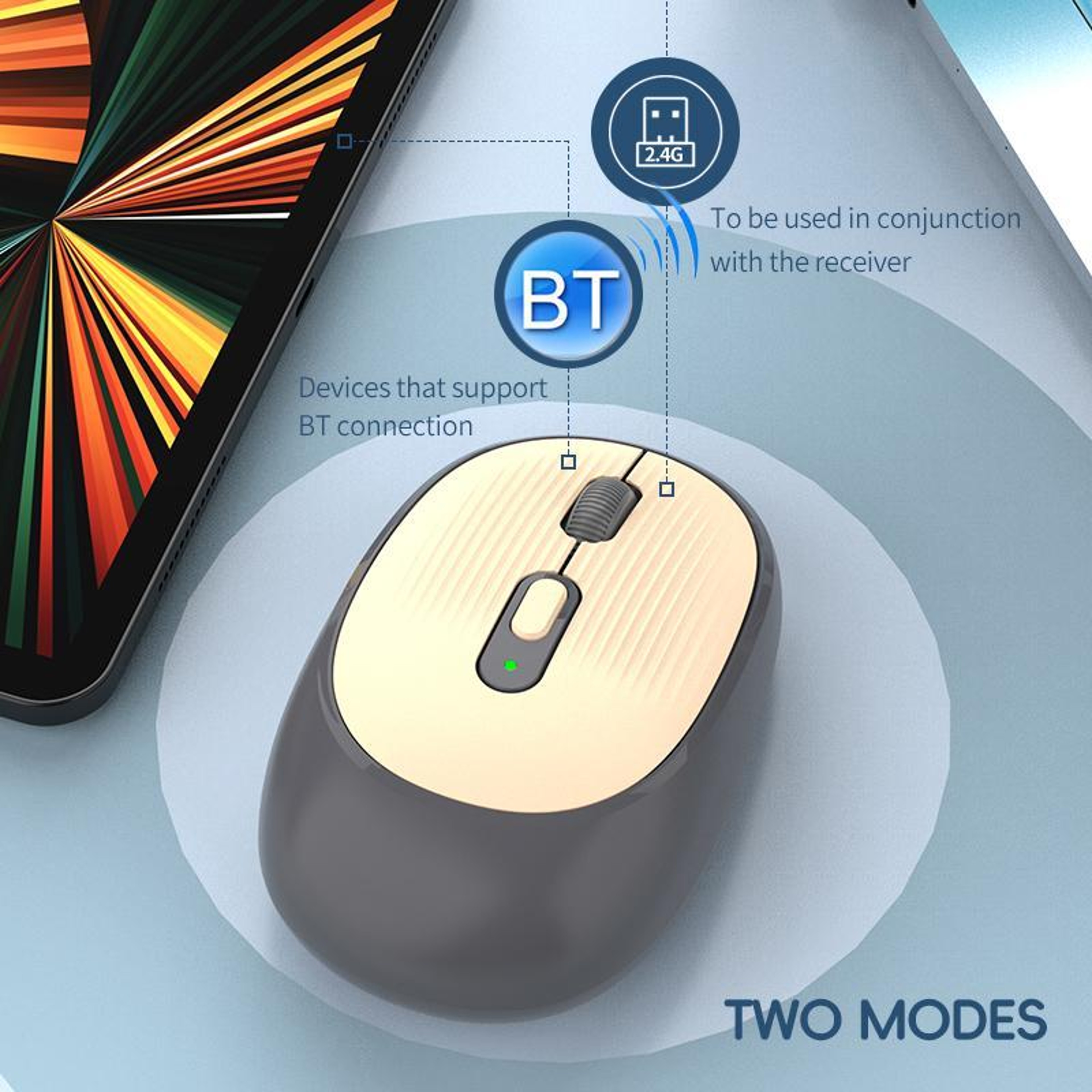 SHIPADOO W300 Rechargeable Wireless Mouse with Bluetooth and 2.4G Dual Mode – view 6