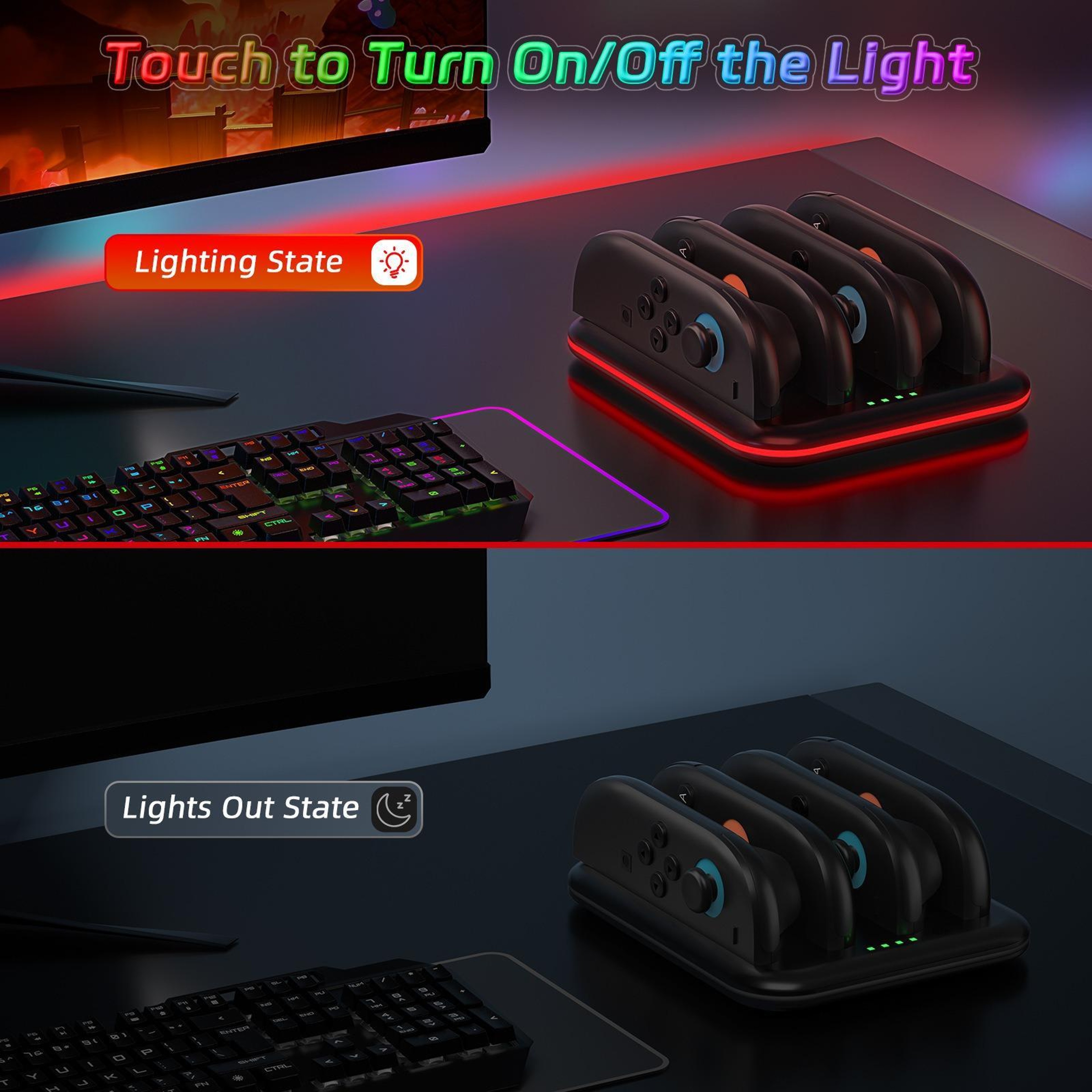 Nintendo Switch 2 Controller Charger 4-in-1 Joy-Con Charging Dock with RGB Lights – view 9