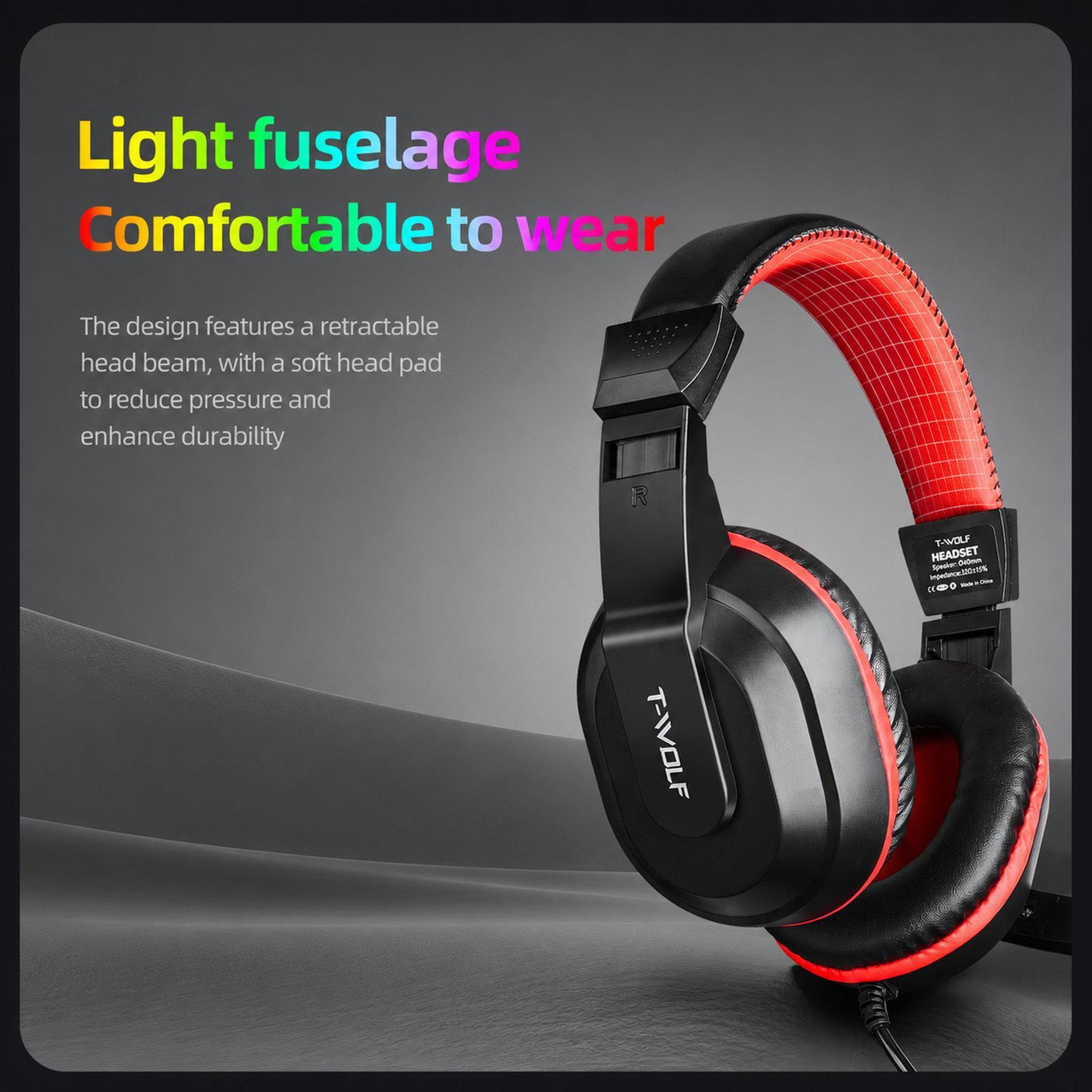 T-WOLF H150 Wired Gaming Headset with Microphone, 40mm Stereo Drivers and Dual 3.5mm Plugs – view 8
