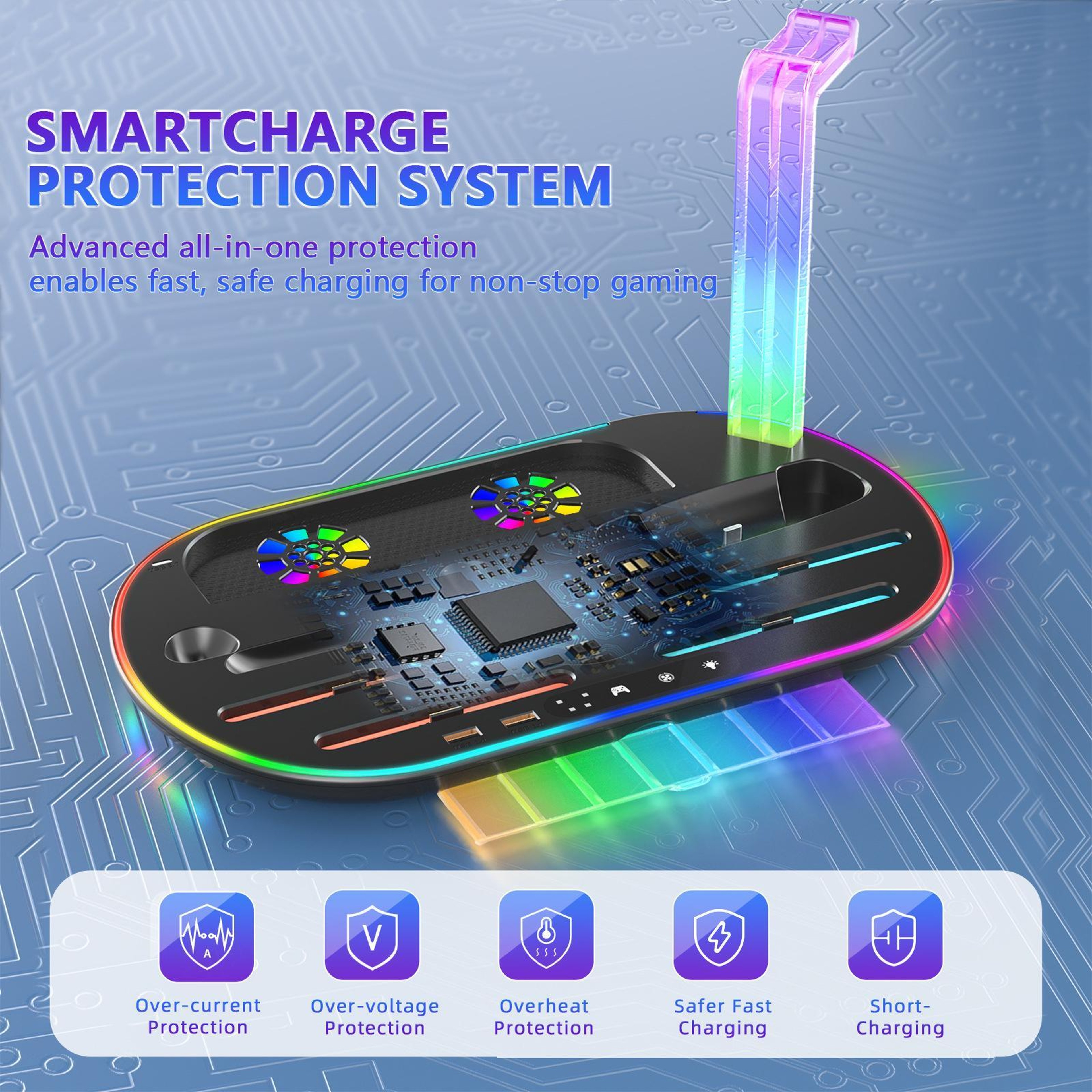 JYS NS2322 Nintendo Switch 2 Charging Station with Cooling Fans, RGB Light and Controller Storage – view 11