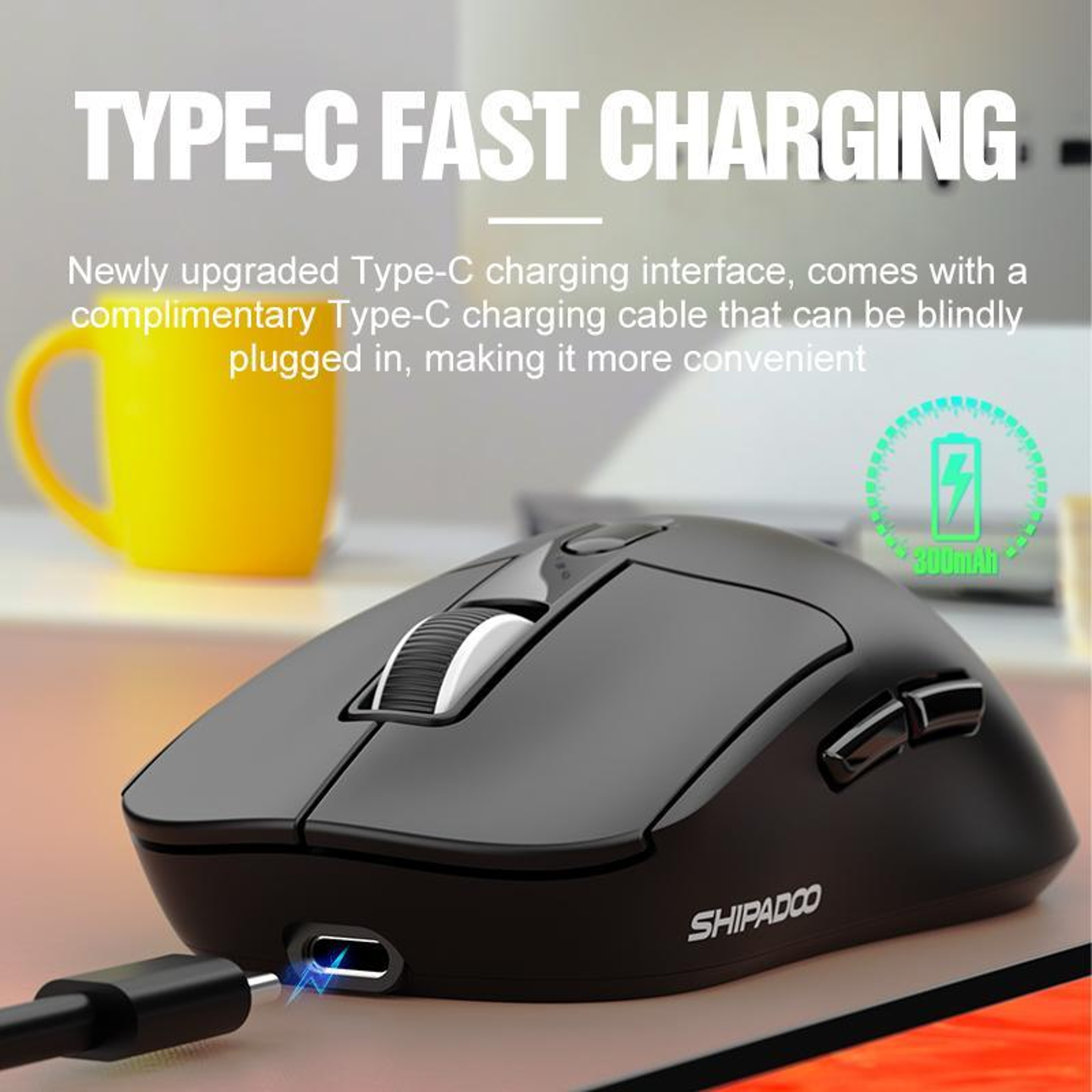 SHIPADOO A7 Dual Mode Wireless Mouse Rechargeable Bluetooth Mouse with 1600 DPI – view 4