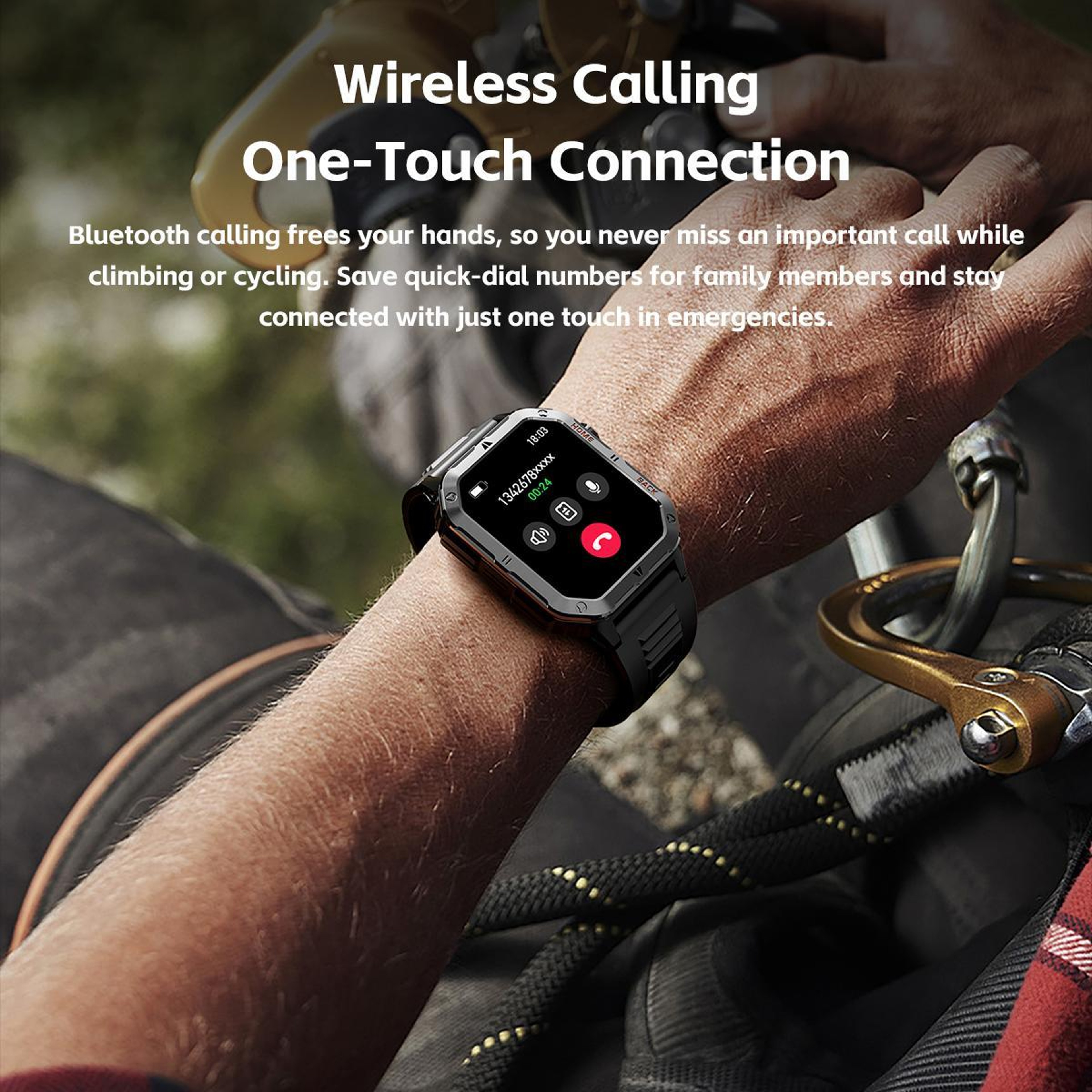 MT62 Outdoor Smartwatch and Fitness Tracker Watch with Bluetooth Calling, Flashlight and 1000mAh Battery – view 14