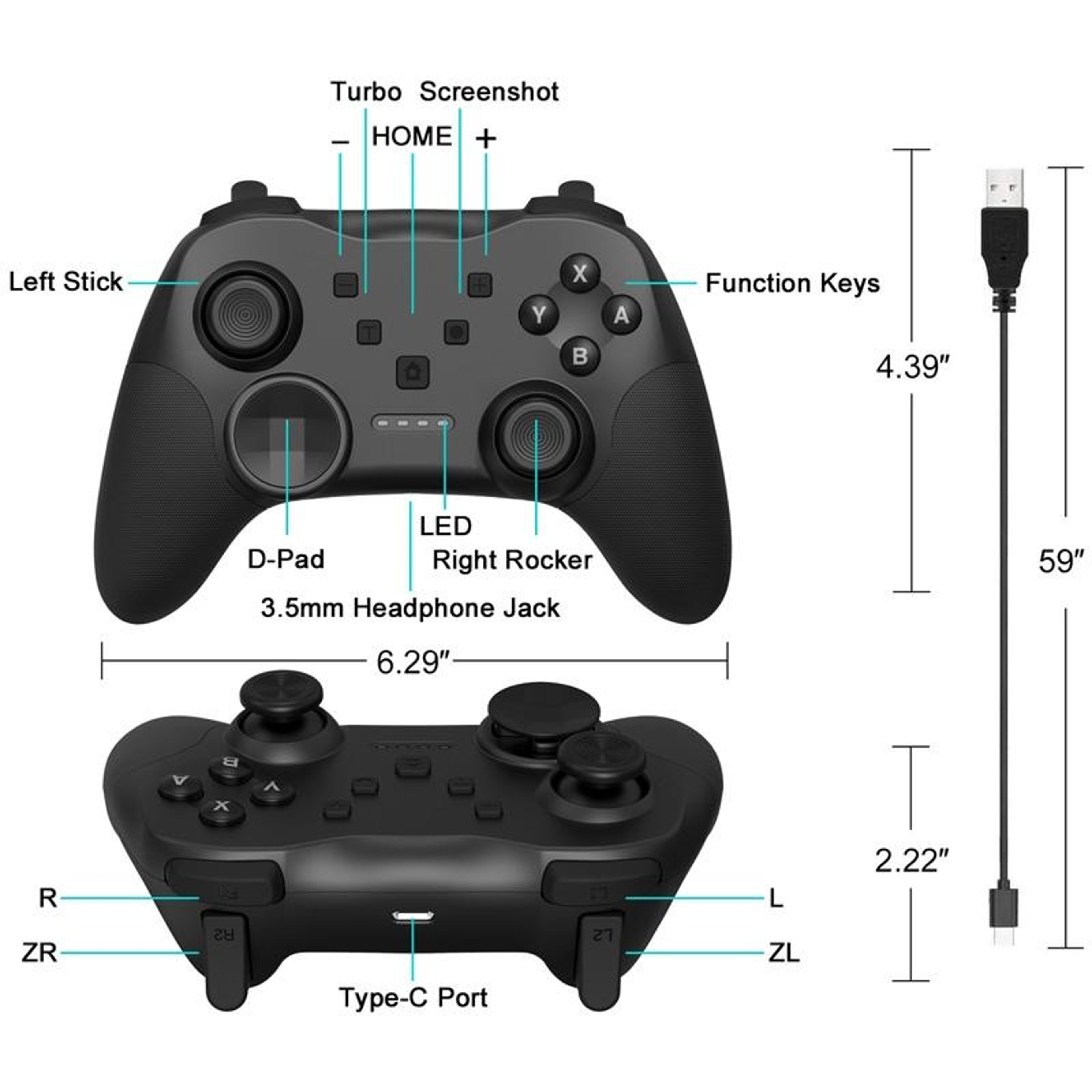 MB-S819 Wireless Nintendo Switch Controller with Gyro, Vibration and Wake-Up – view 3