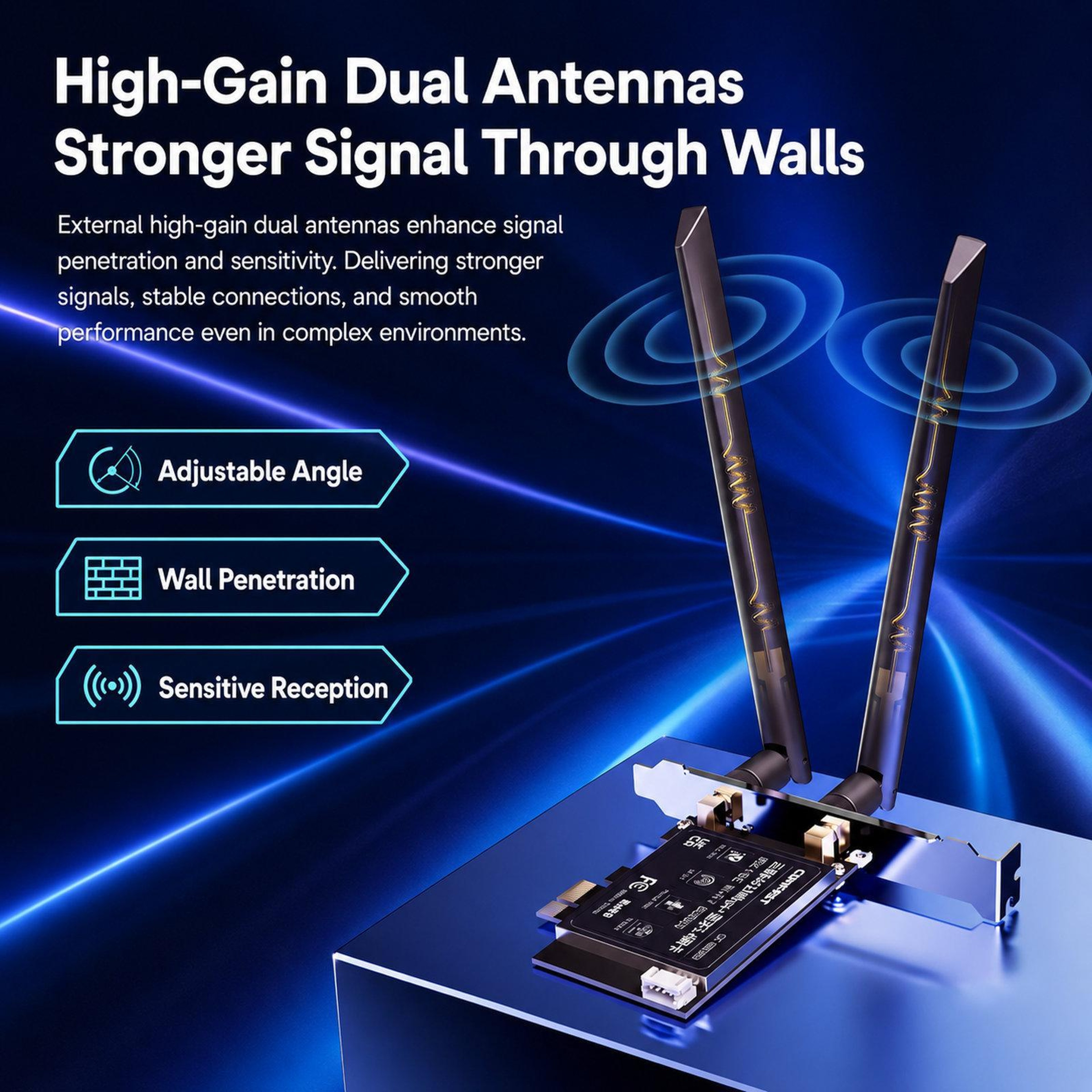 COMFAST CF-BE650 WiFi 7 PCIe Card BE6500 Tri-Band 6500Mbps with Bluetooth 5.4 – view 6