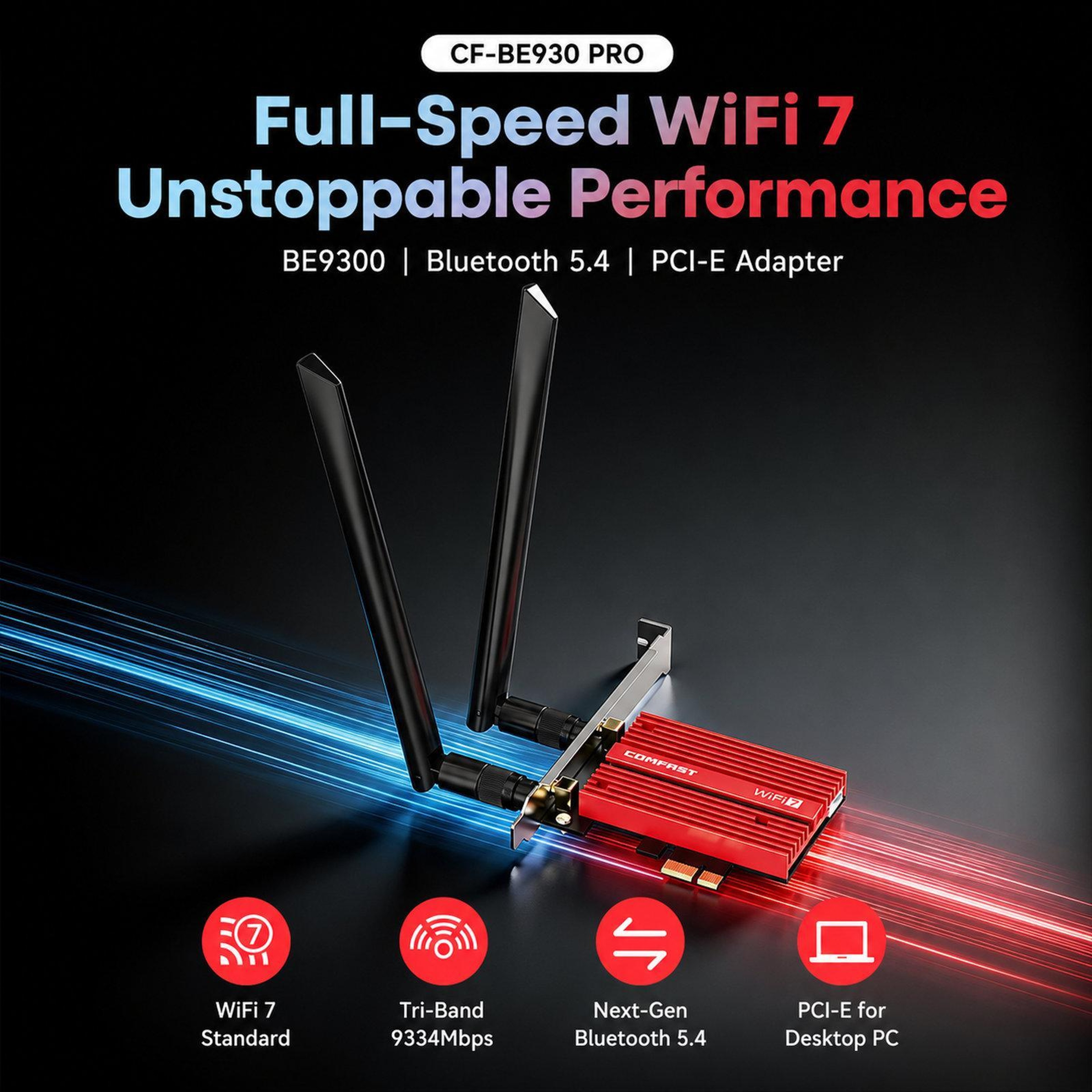 COMFAST CF-BE930 Pro BE9300 WiFi 7 PCIe Card with Bluetooth 5.4 for Ultra-Fast Tri-Band Desktop WiFi – view 2