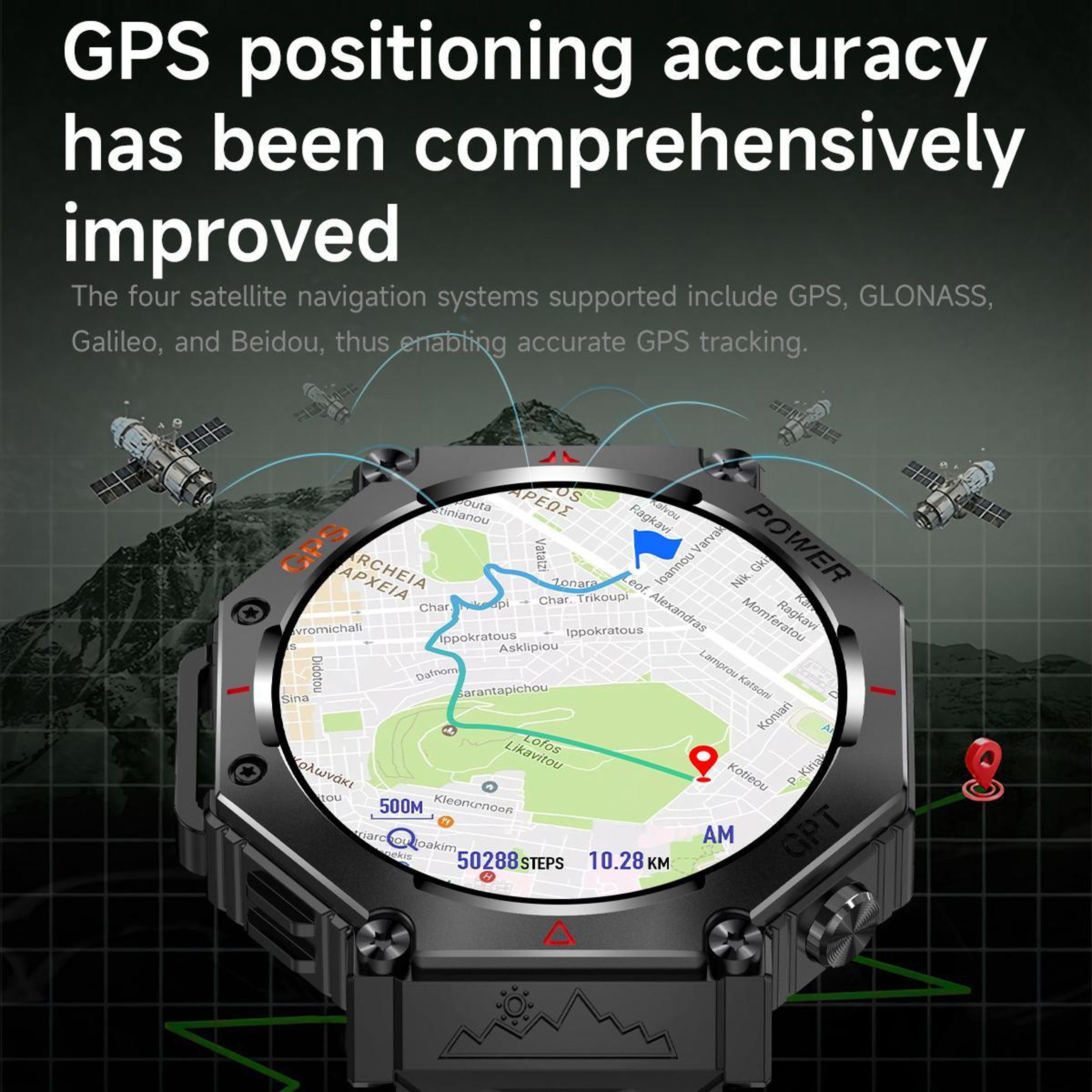 KC91 Outdoor GPS Smartwatch with Flashlight, 3ATM Water Resistance and Bluetooth Calling – view 14