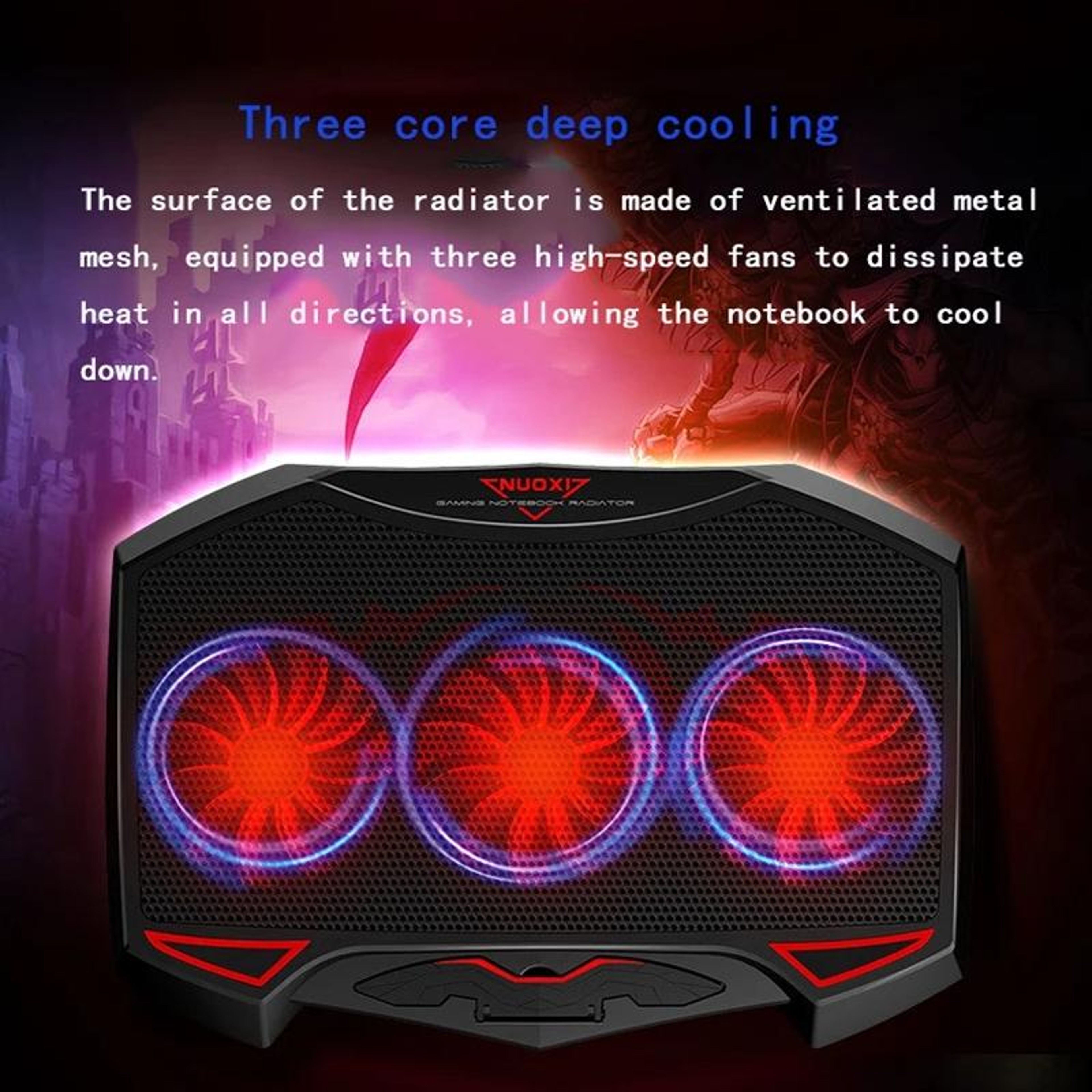 NUOXI Gaming Laptop Cooling Pad and Adjustable Laptop Stand with Quiet 3-Fan Cooling – view 2