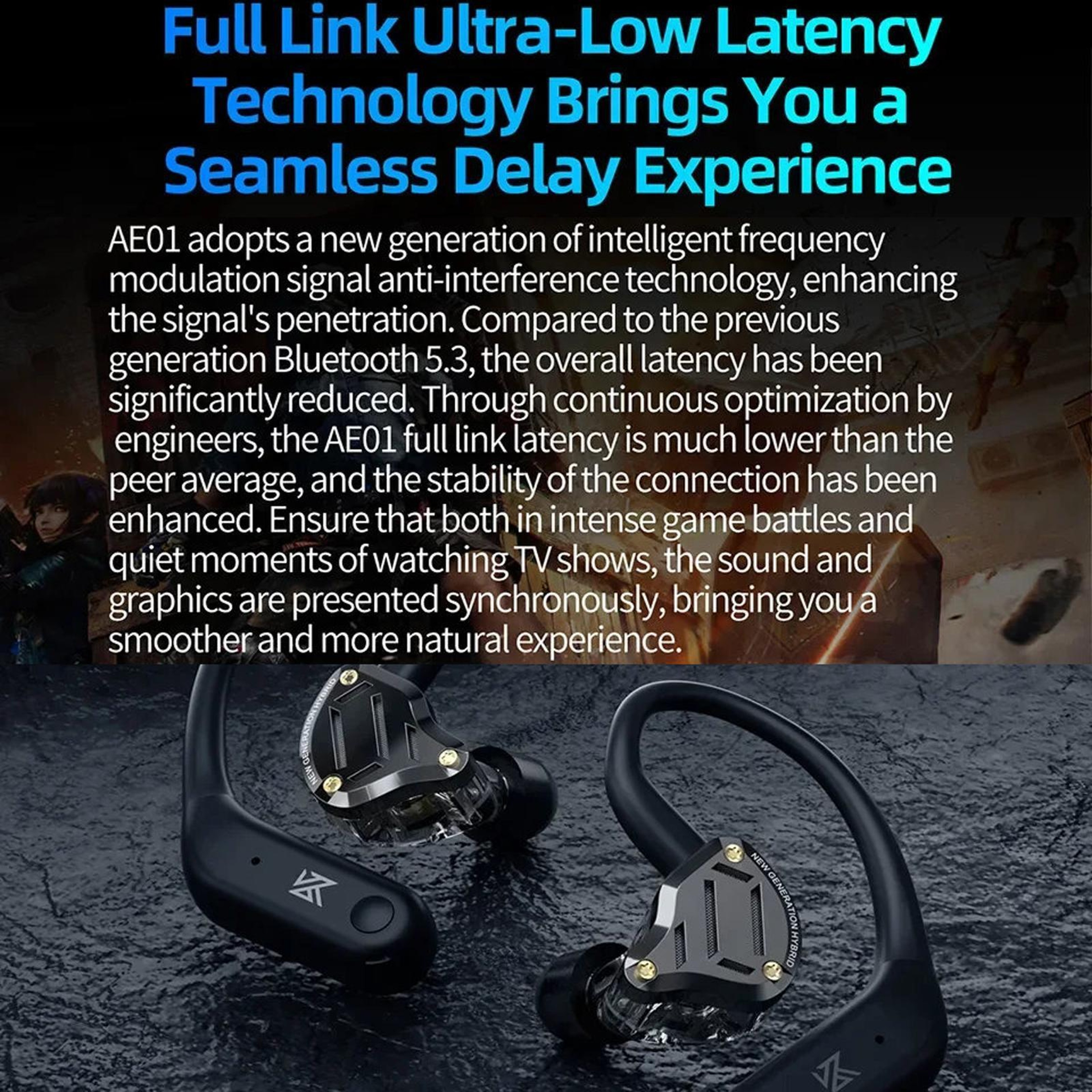 KZ AE01 Bluetooth 5.4 Gaming Earbuds with Secure Ear Hooks and ENC Calls – view 12
