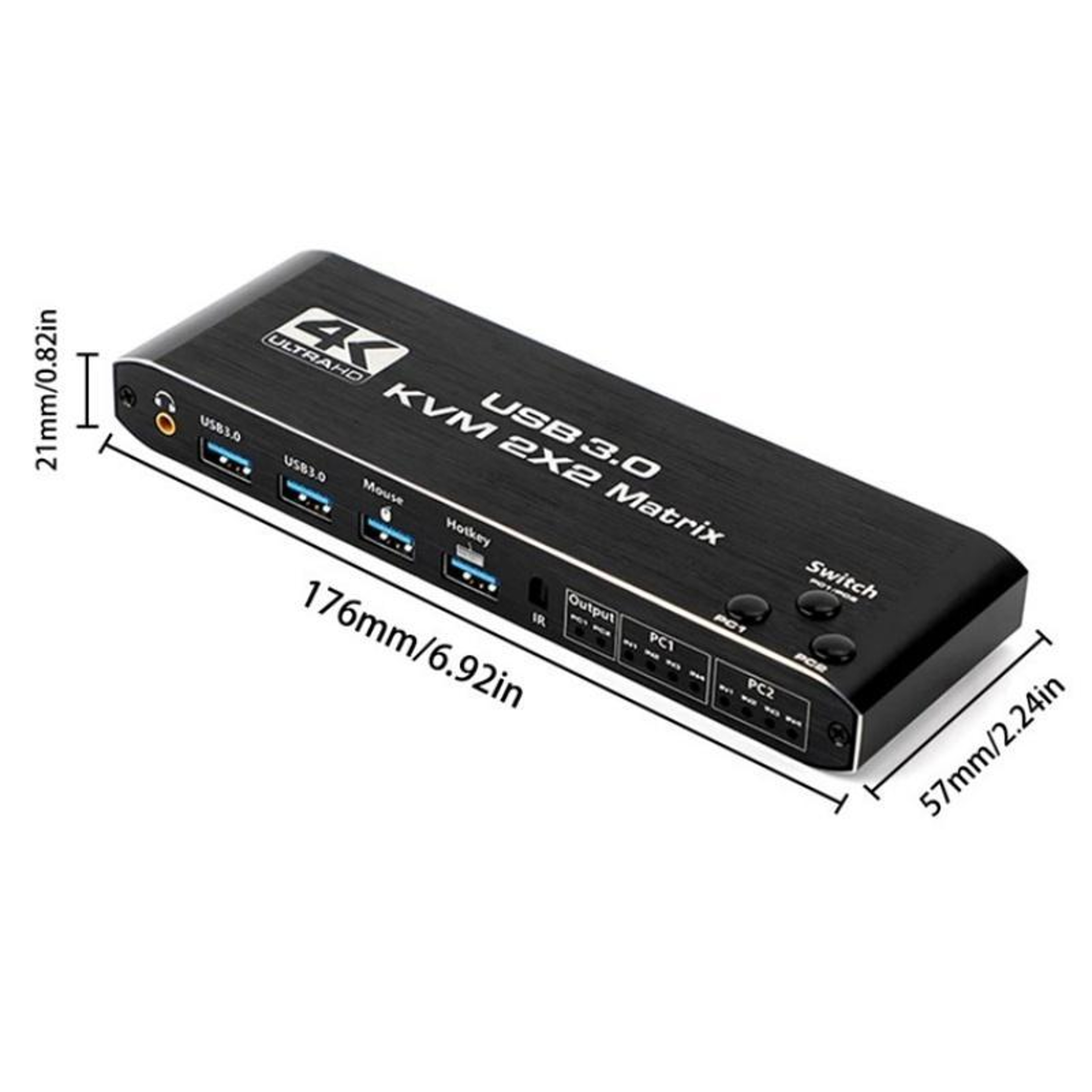 K3-1 4K KVM Switch 2x2 HDMI Matrix with Dual Monitor, USB 3.0 and Remote Control – view 3