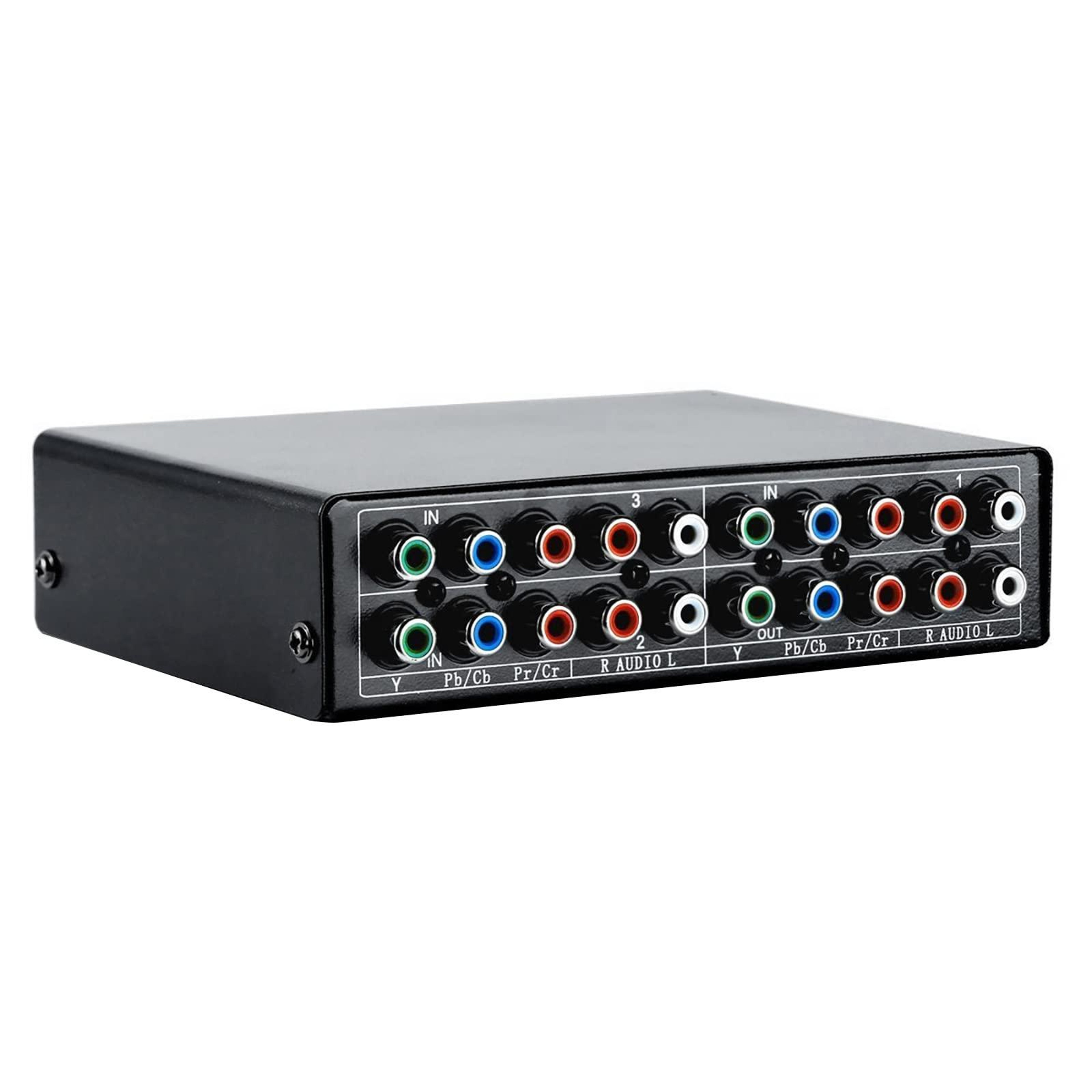 3-Port YPbPr Component Video Switch with Stereo Audio, Plug-and-Play 3 In 1 Out Selector – view 1