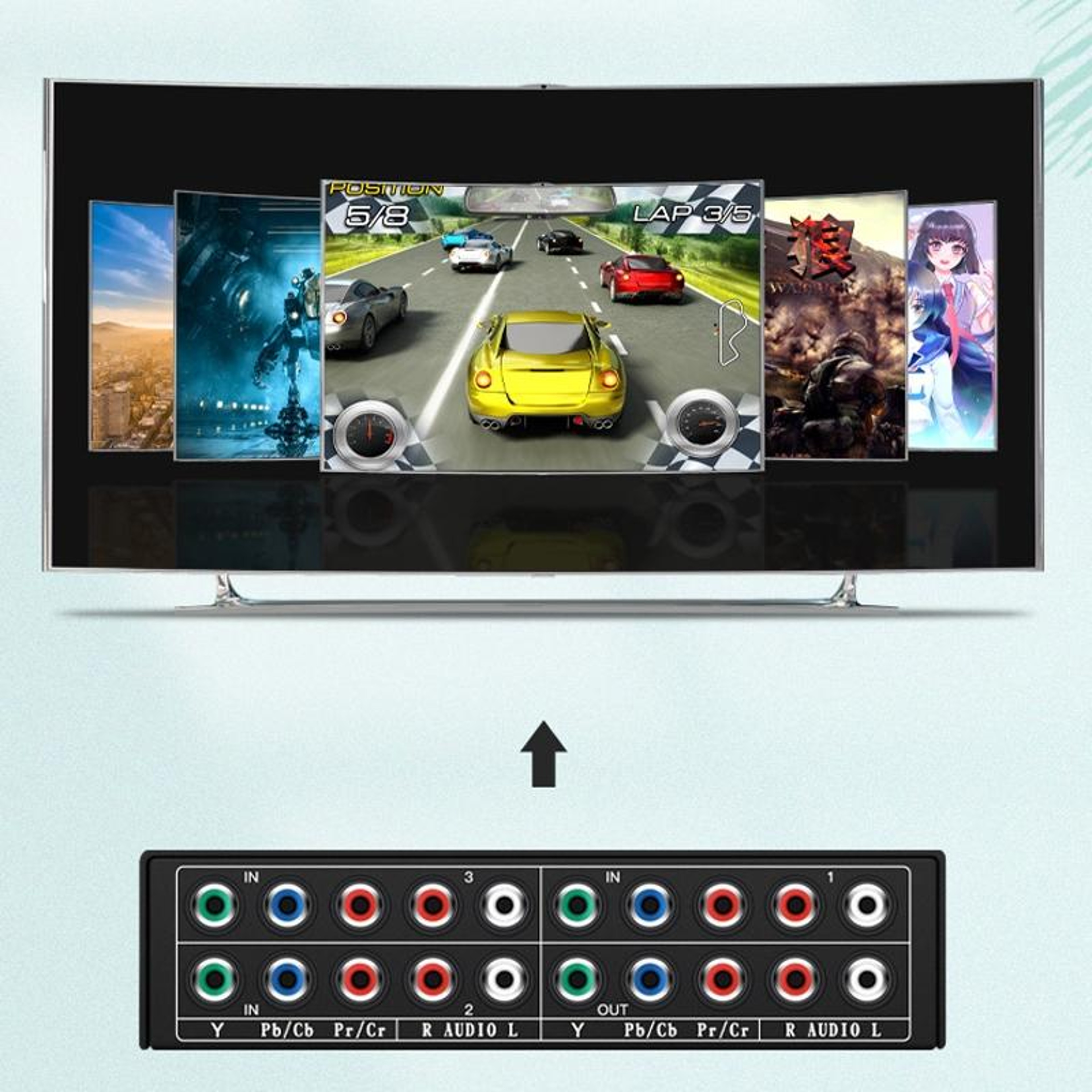 3-Port YPbPr Component Video Switch with Stereo Audio, Plug-and-Play 3 In 1 Out Selector – view 6