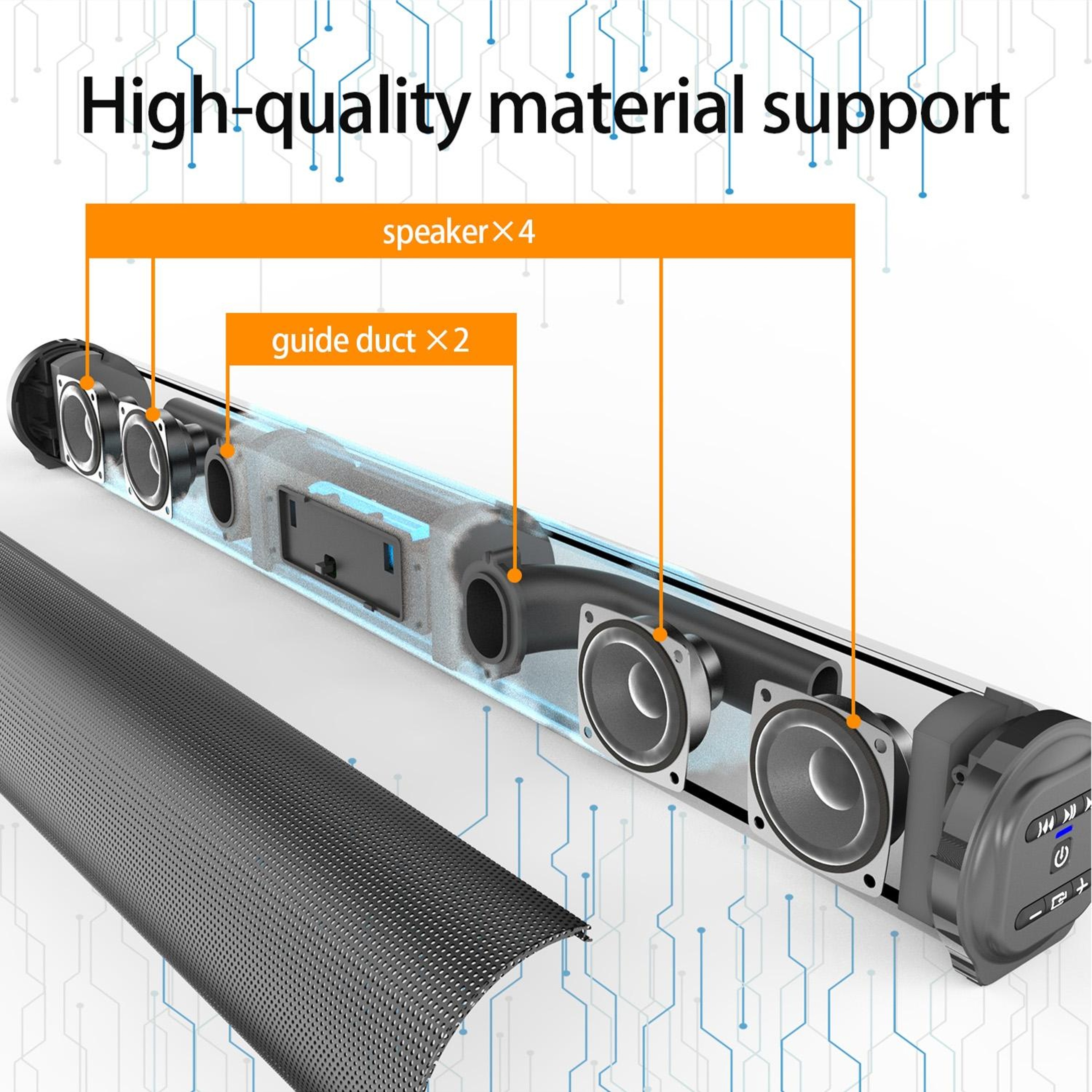BS-10 20W Bluetooth Soundbar for TV with Remote Control and Multi-Input Audio – view 4