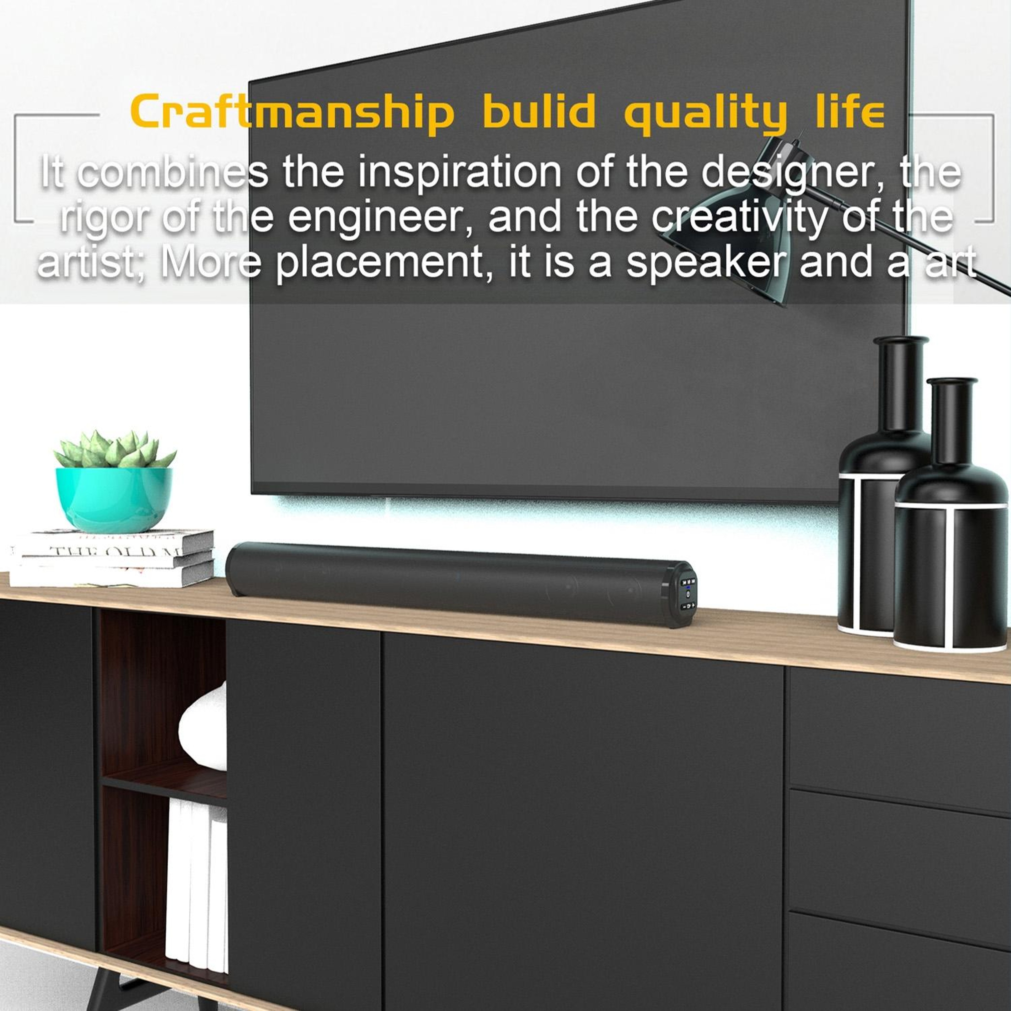 BS-10 20W Bluetooth Soundbar for TV with Remote Control and Multi-Input Audio – view 9