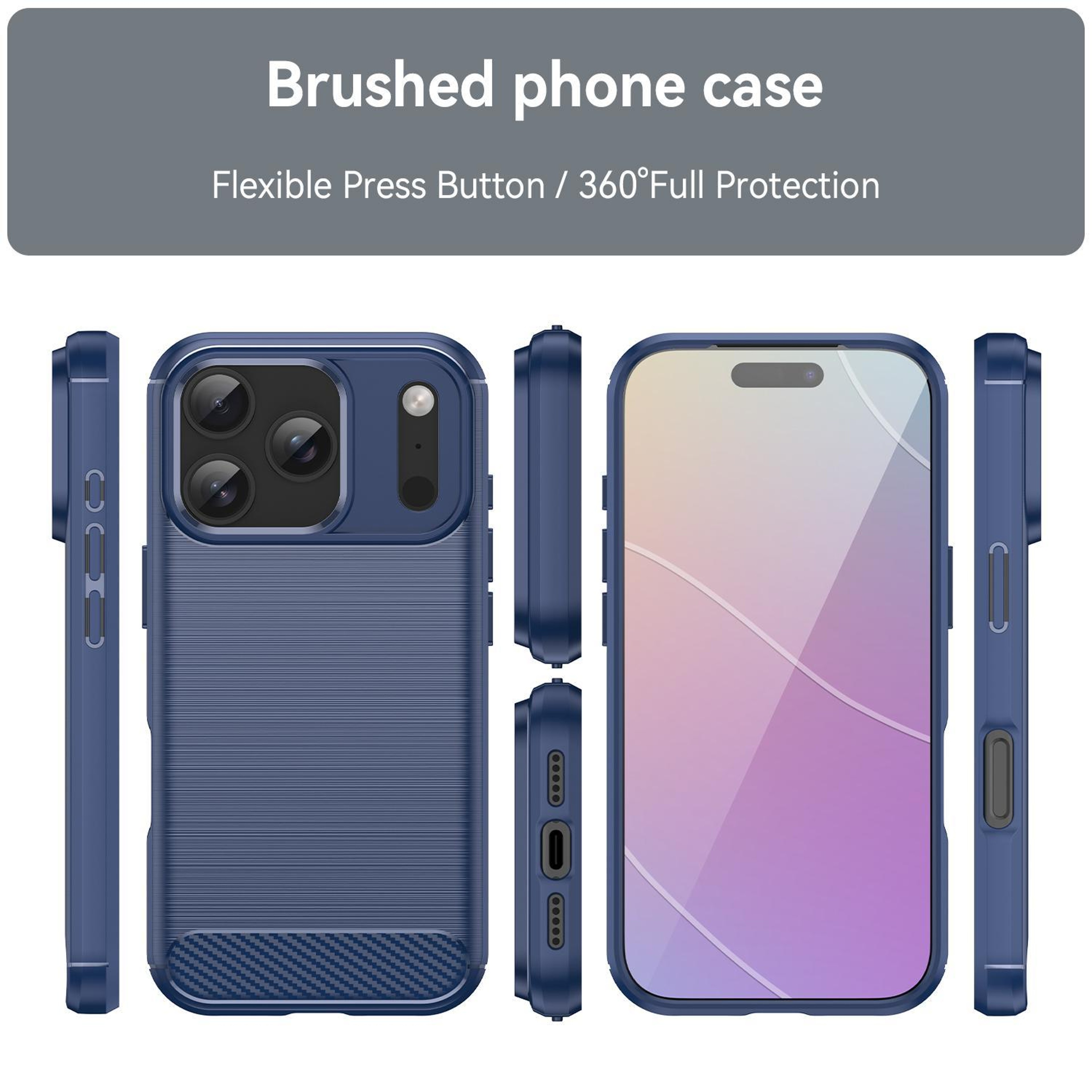 IPhone 18 Pro Carbon Fiber TPU Case  Slim Brushed Texture Everyday Protection 1