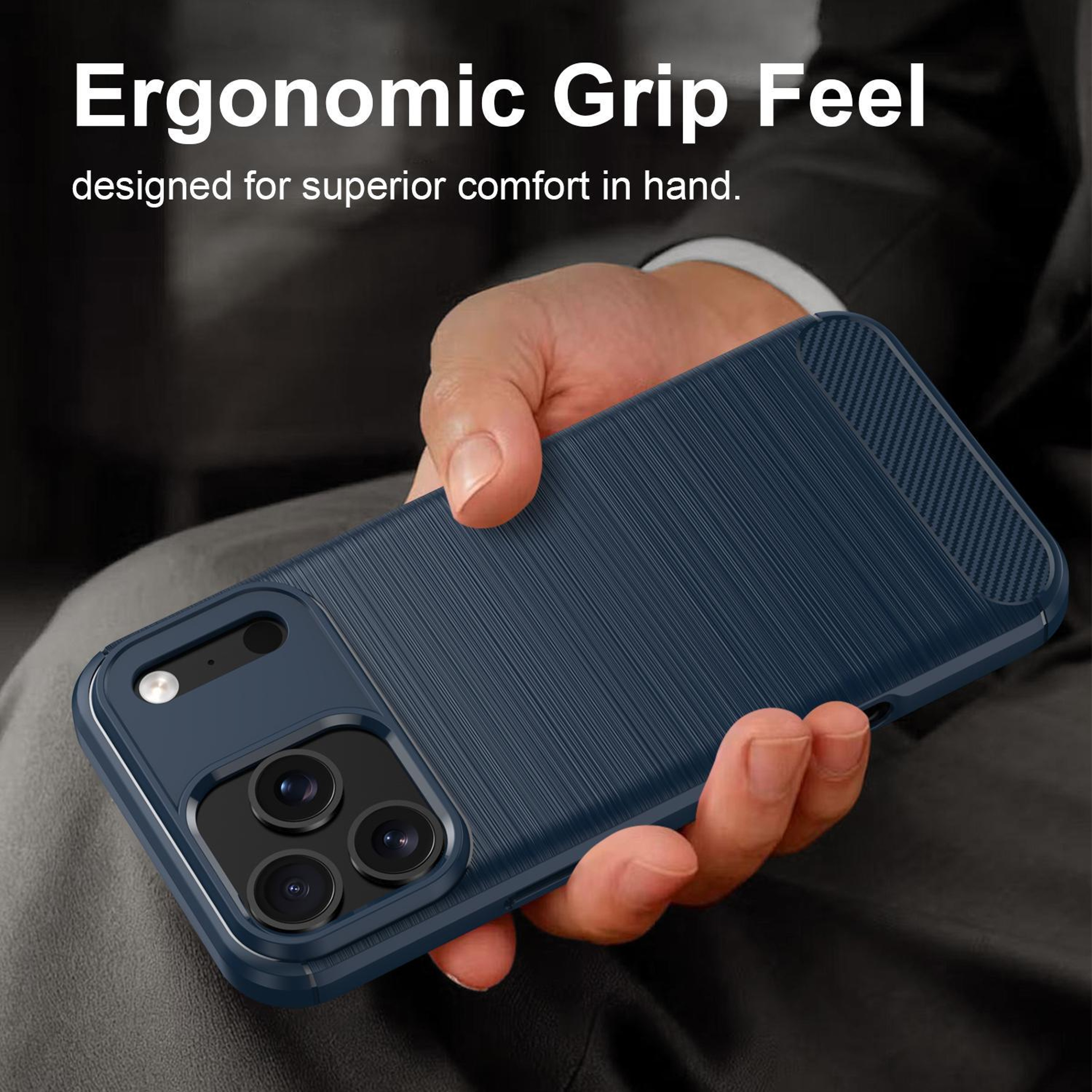 IPhone 18 Pro Max Carbon Fiber TPU Case With Brushed Texture Slim Shock Protection 1