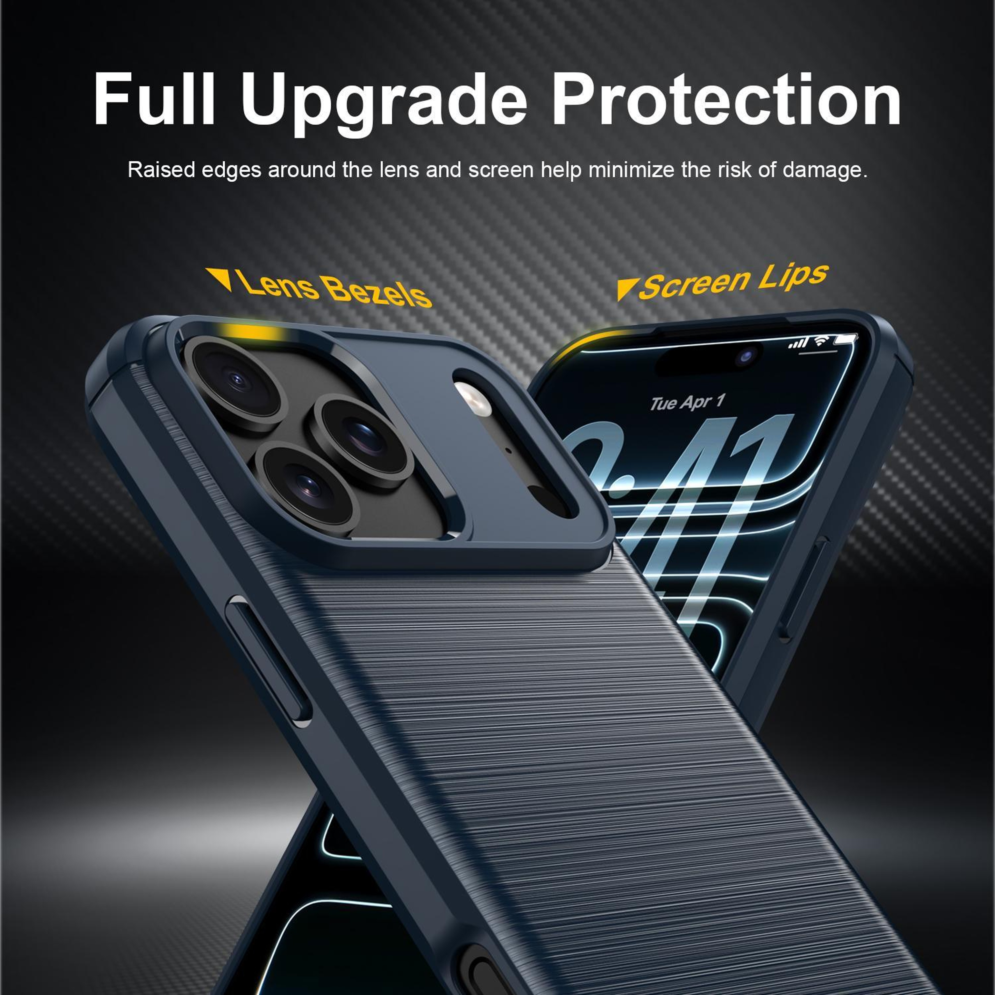 IPhone 18 Pro Max Carbon Fiber TPU Case With Brushed Texture Slim Shock Protection 2