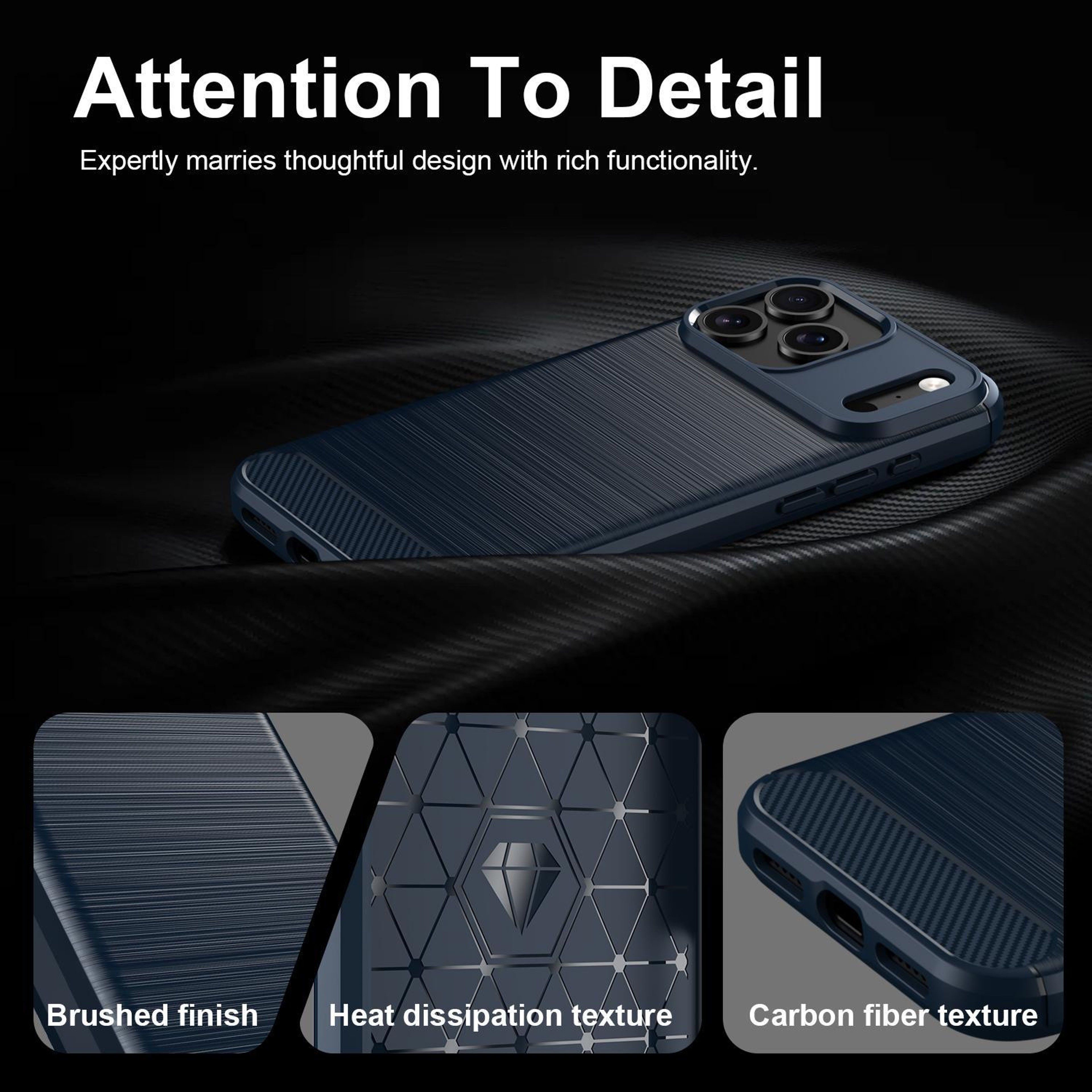 IPhone 18 Pro Max Carbon Fiber TPU Case With Brushed Texture Slim Shock Protection 5