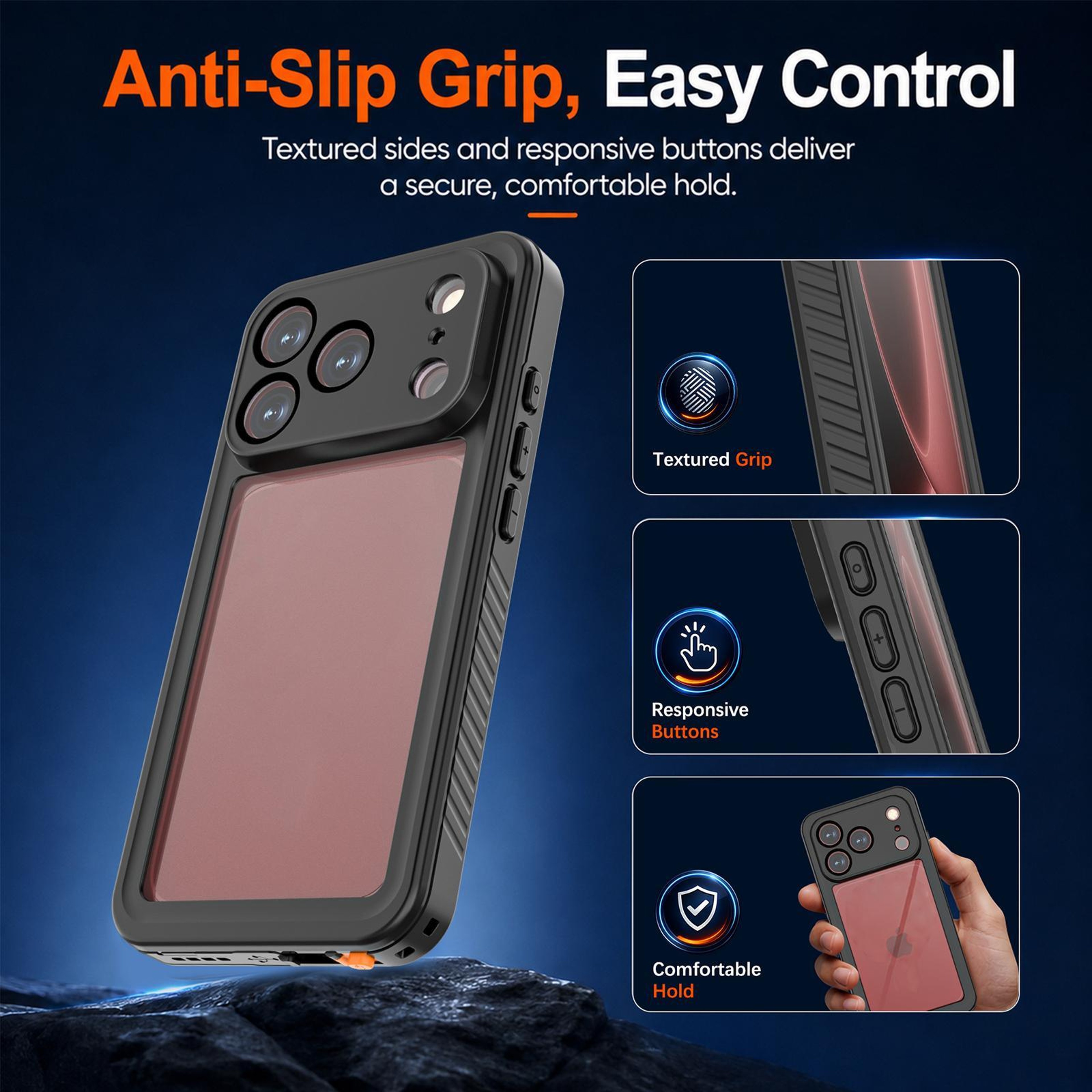 iPhone 18 Pro Max Waterproof Case with IP68 PC and TPU Protection – view 3