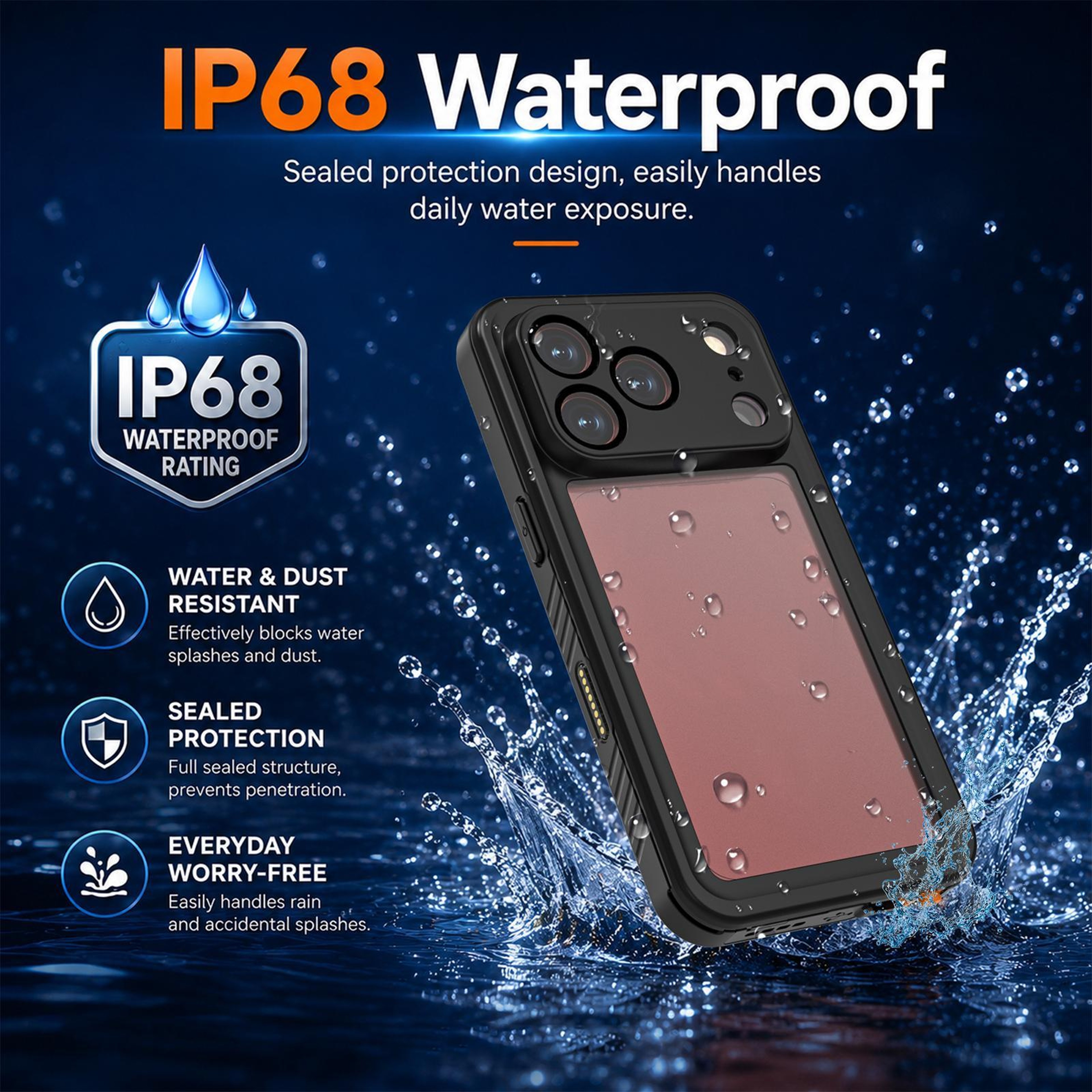 iPhone 18 Pro Max Waterproof Case with IP68 PC and TPU Protection – view 7