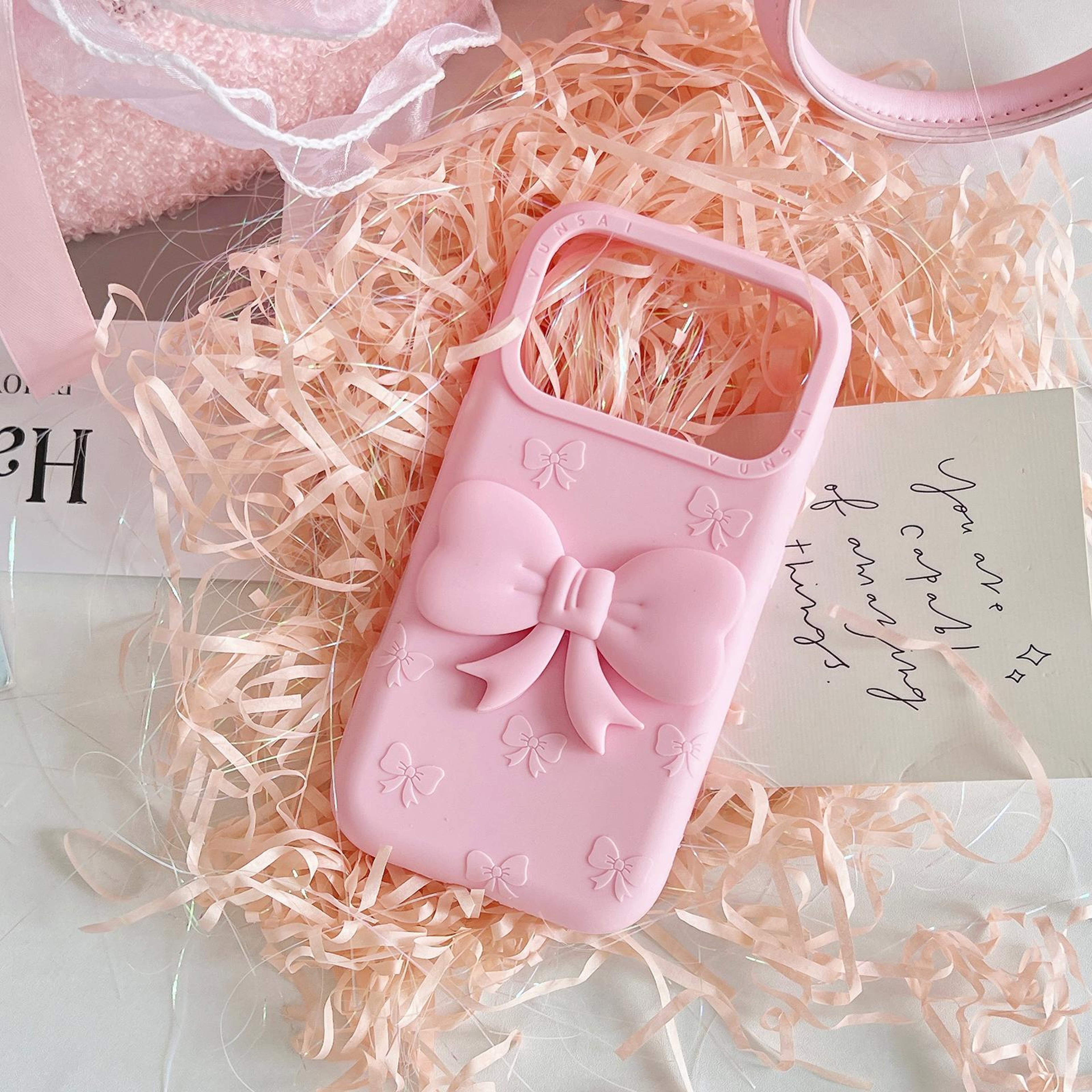 Cute 3D Bow IPhone 18 Pro Silicone Case With HandsFree Stand 3