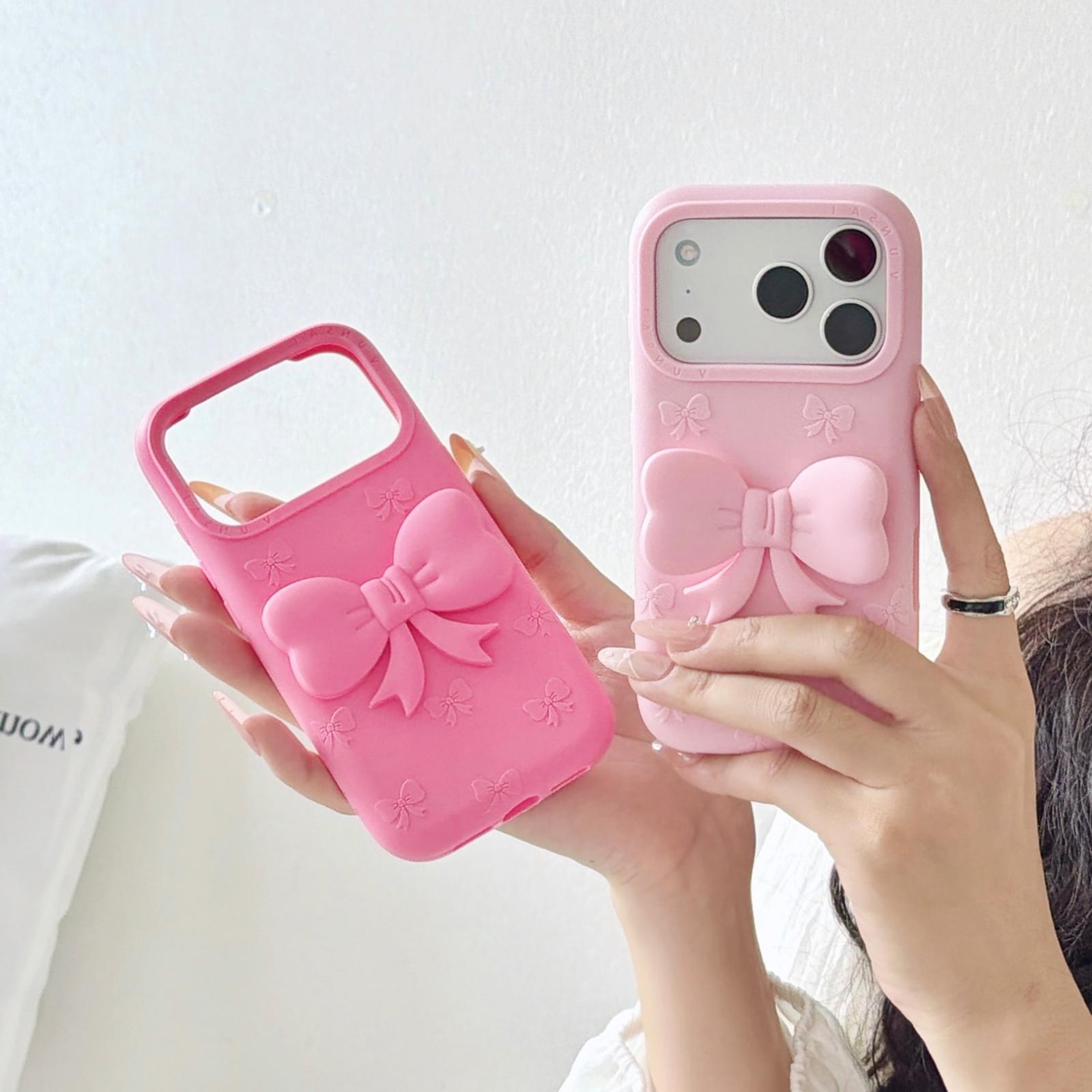 Cute 3D Bow IPhone 18 Pro Silicone Case With HandsFree Stand 6