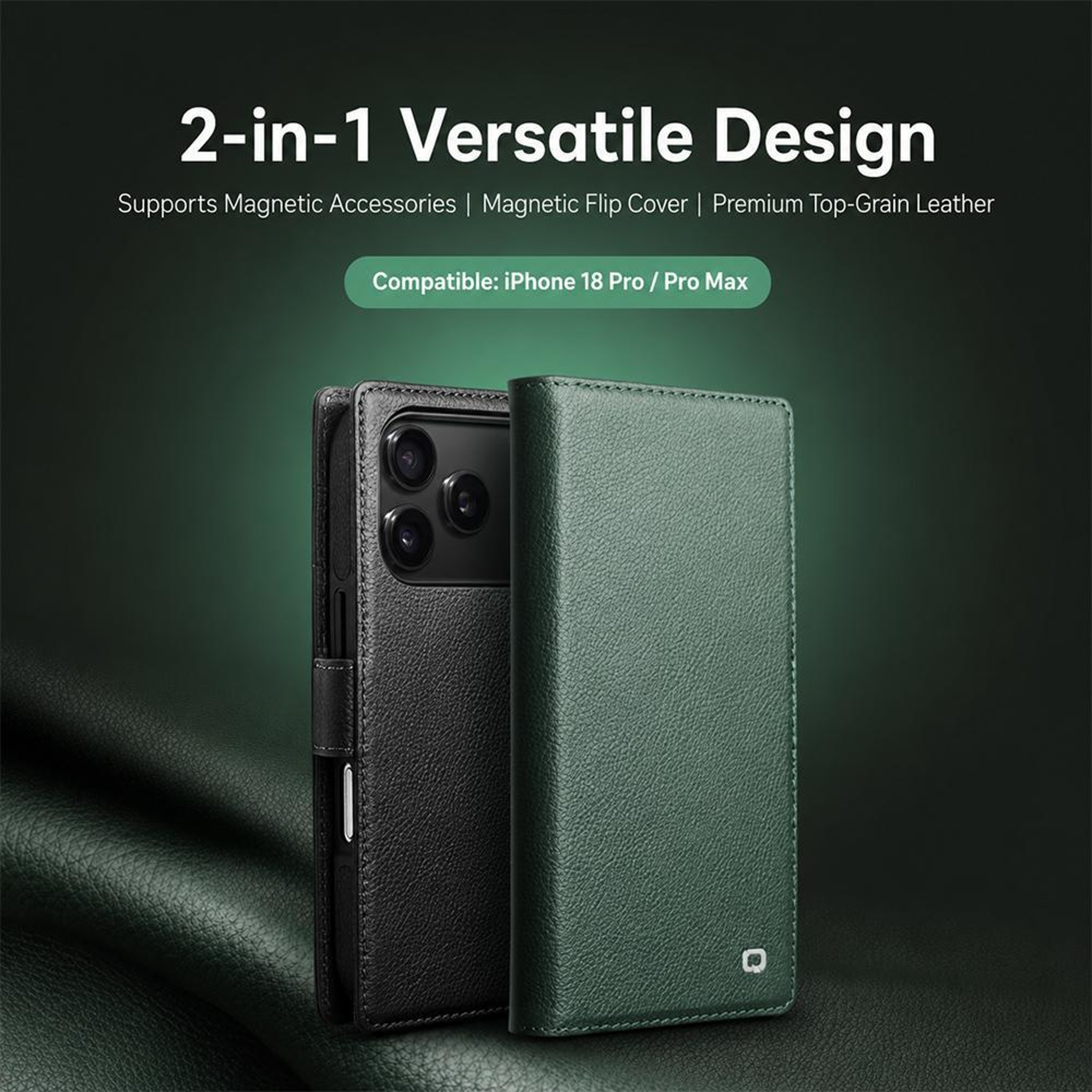 QIALINO IPhone 18 Pro Max Leather Wallet Case With Detachable Magnetic 2in1 Design 1
