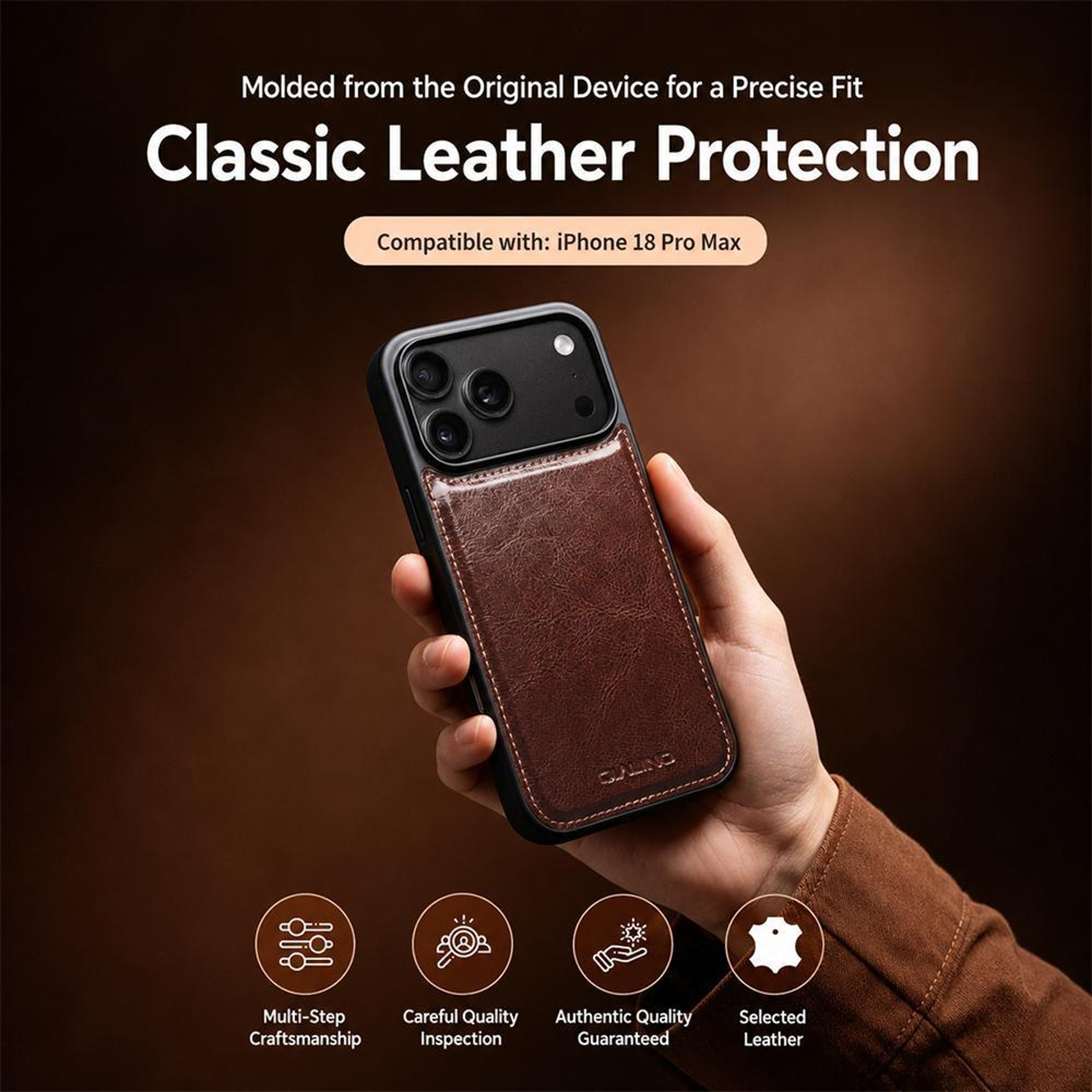 QIALINO Genuine Leather IPhone 18 Pro Max Case With Slim FullWrap Protection 1