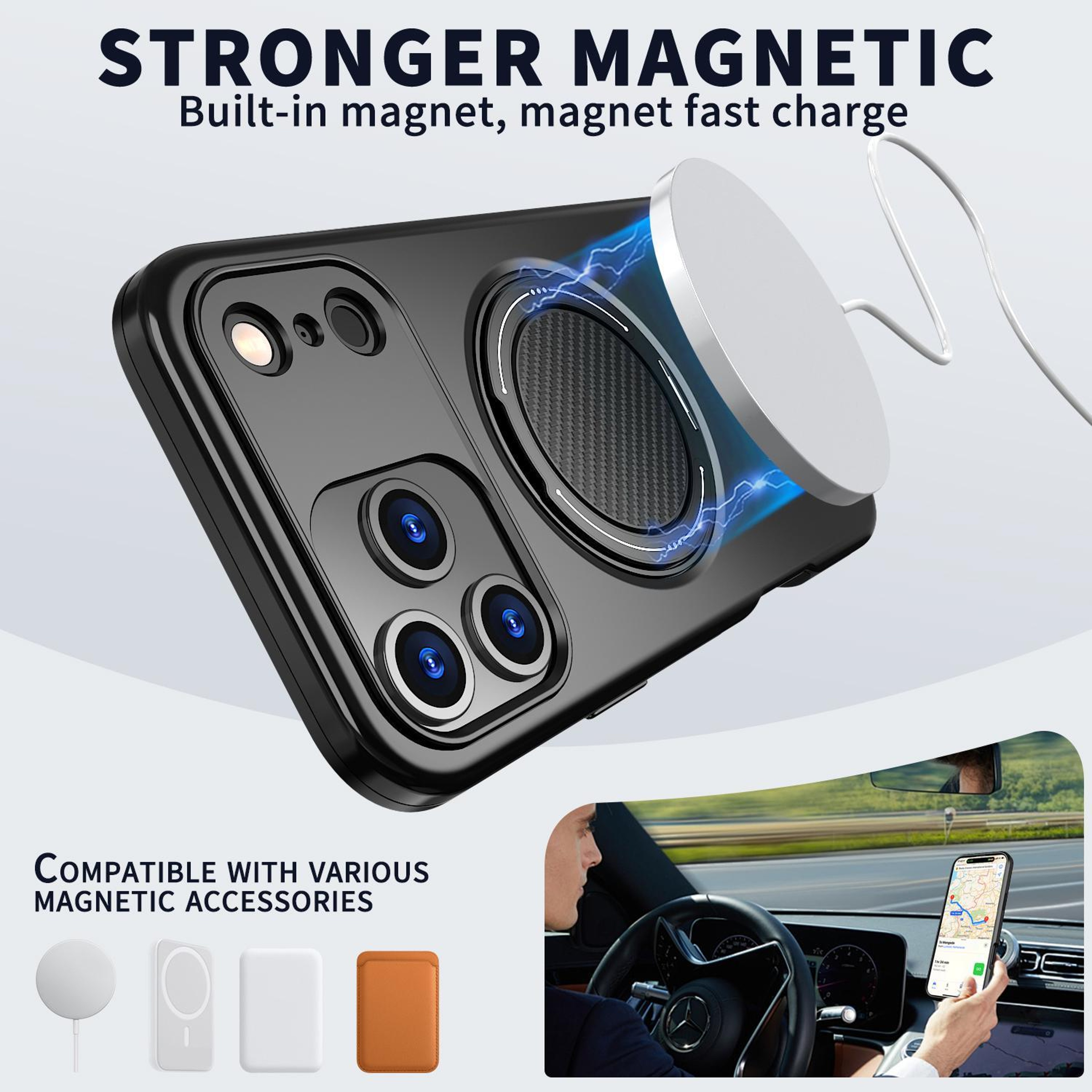 Kalebol IPhone 18 Pro Max Case With MagSafe Rotating Magnetic Ring Holder  Shock Protection 1