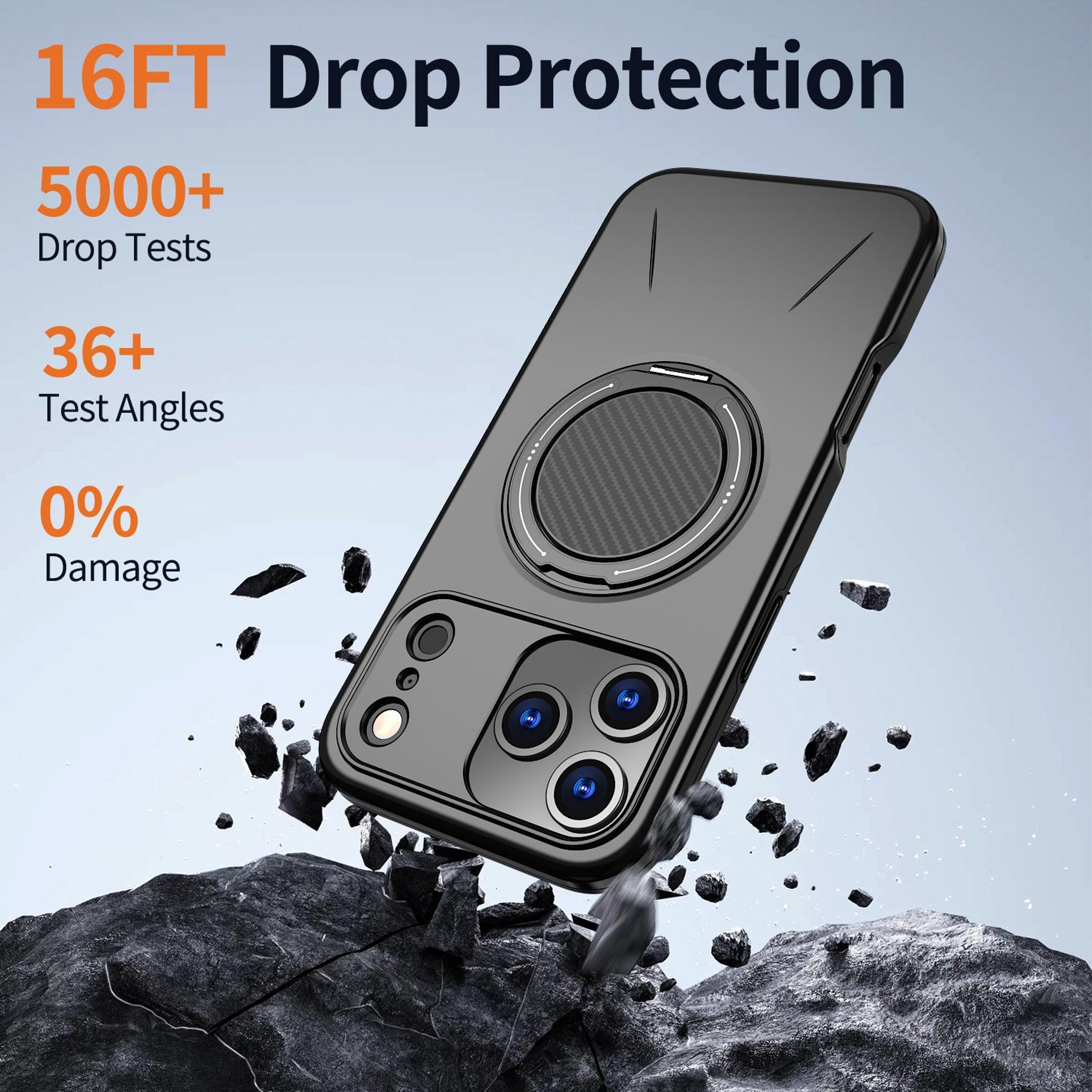 Kalebol IPhone 18 Pro Max Case With MagSafe Rotating Magnetic Ring Holder  Shock Protection 3