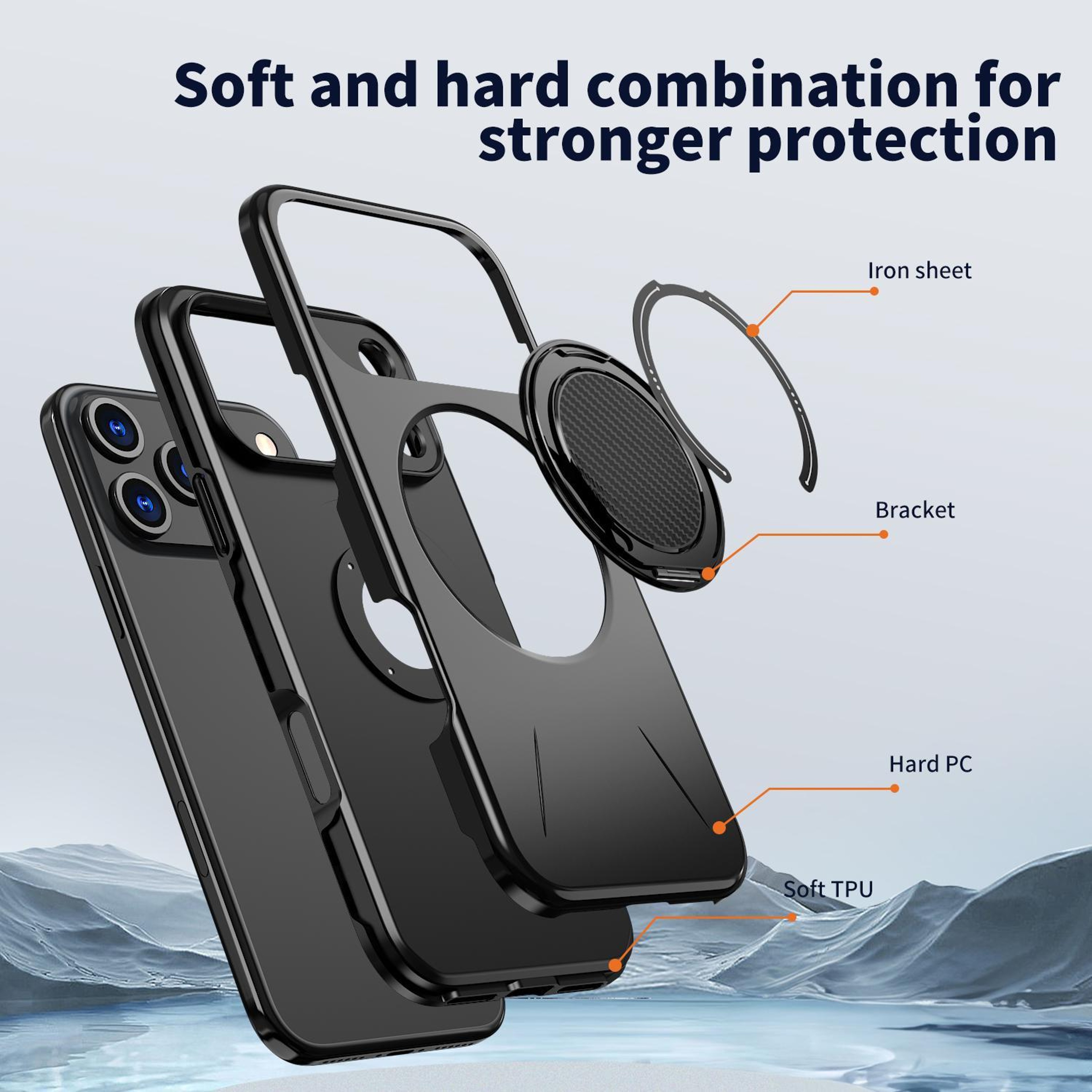 Kalebol IPhone 18 Pro Max Case With MagSafe Rotating Magnetic Ring Holder  Shock Protection 5