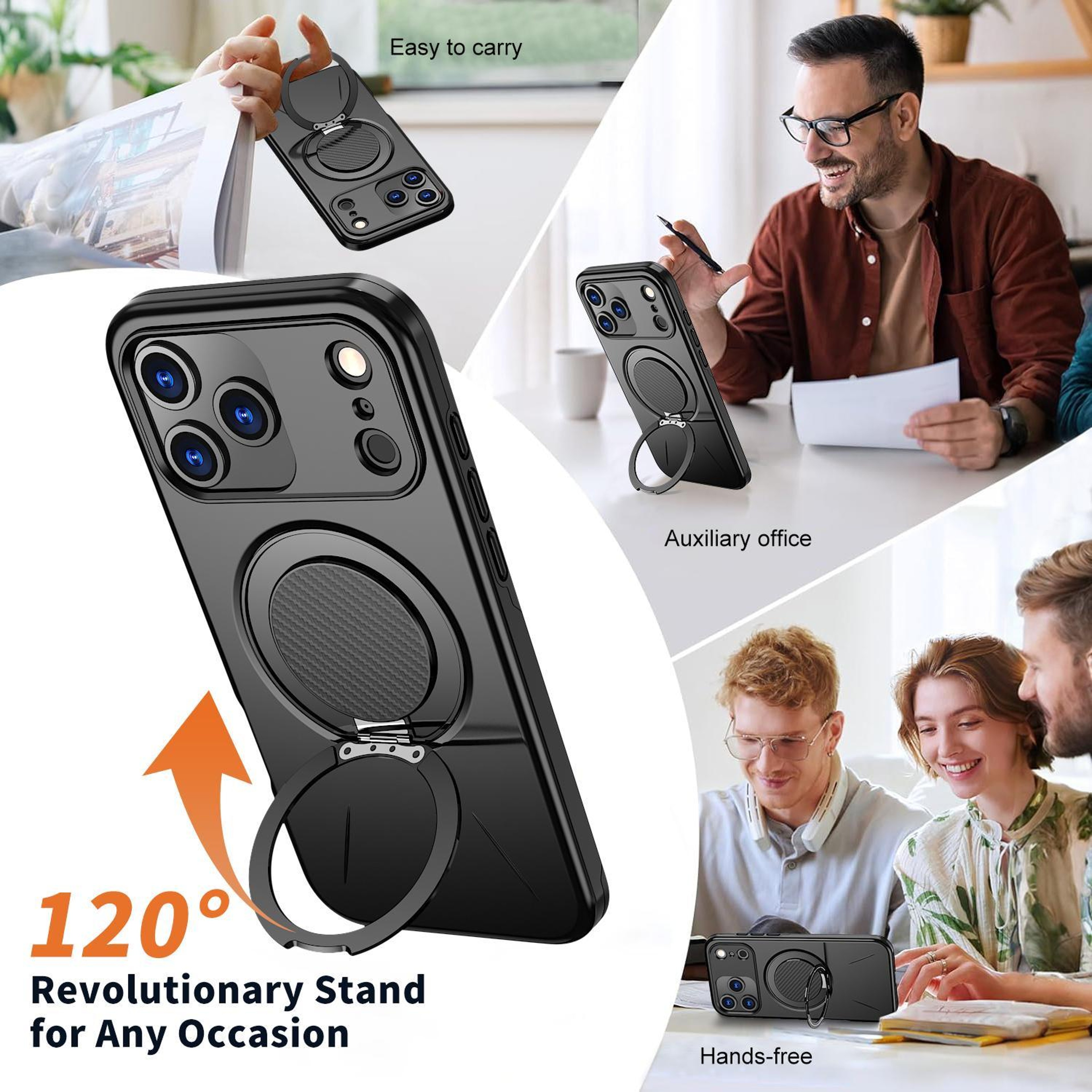 Kalebol IPhone 18 Pro Max Case With MagSafe Rotating Magnetic Ring Holder  Shock Protection 6