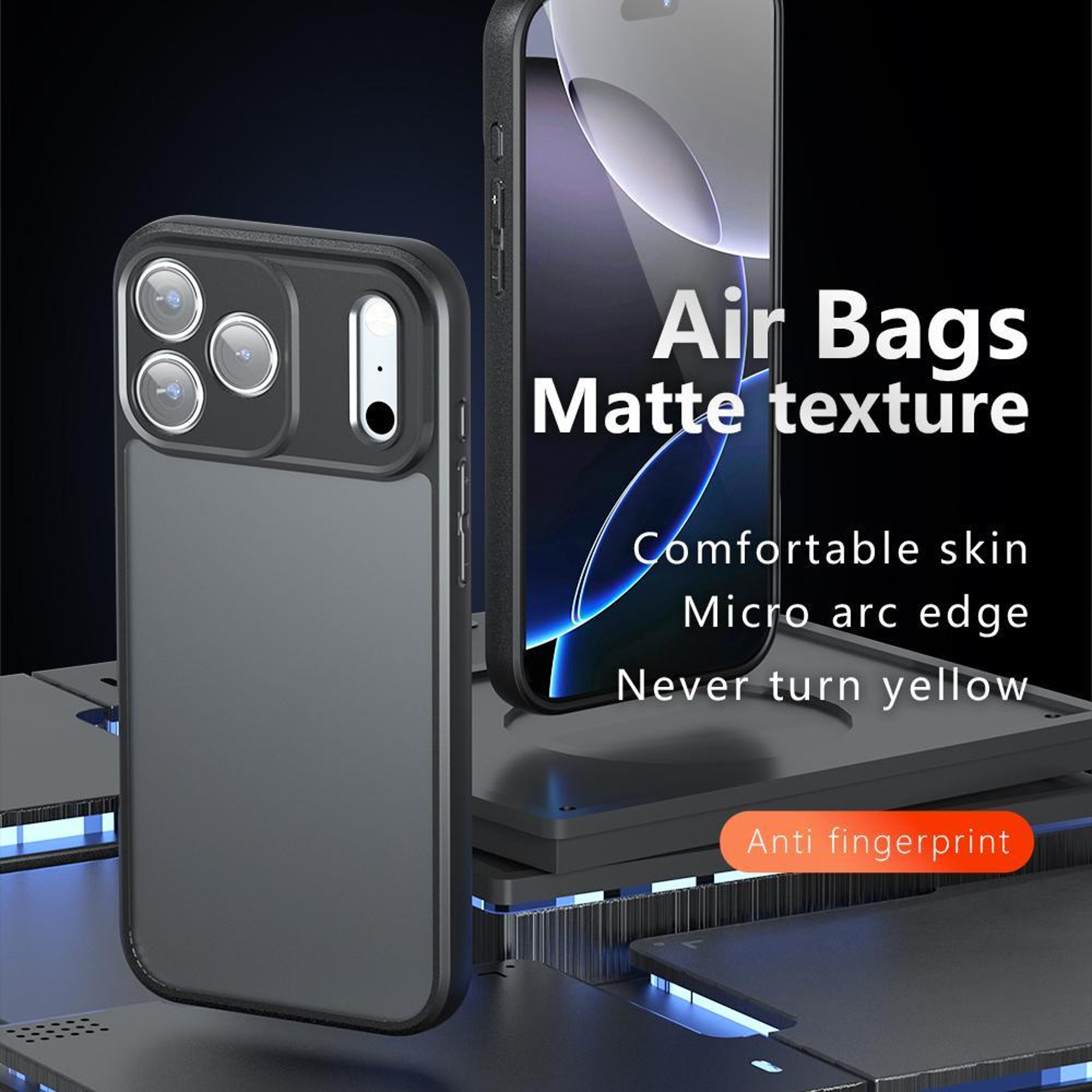 iPhone 18 Pro Protective Hybrid PC TPU Case with Precise Cutouts – Frosted Black – view 2