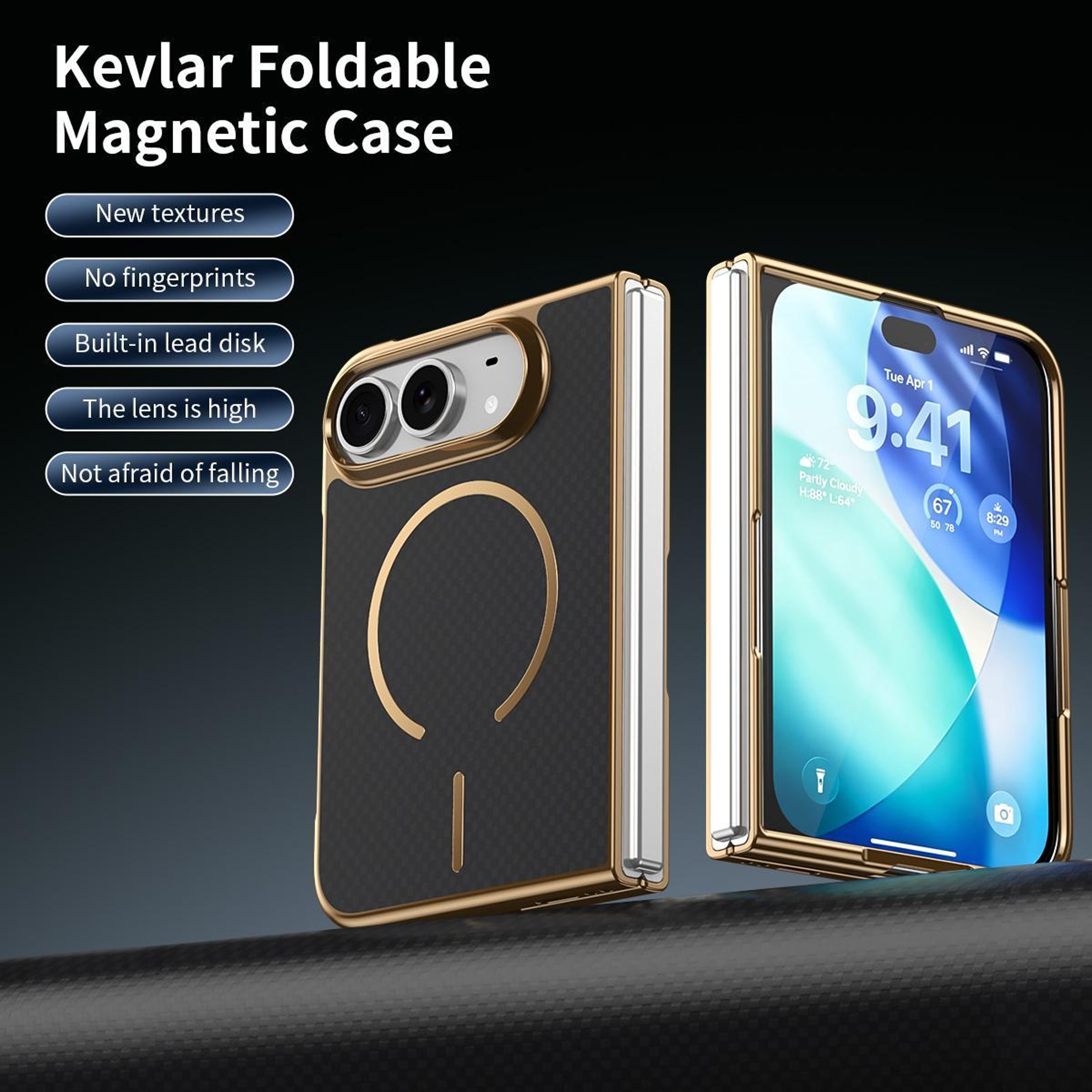 iPhone Duo Magnetic Case with Kevlar Texture and Built-In Tempered Glass – view 2