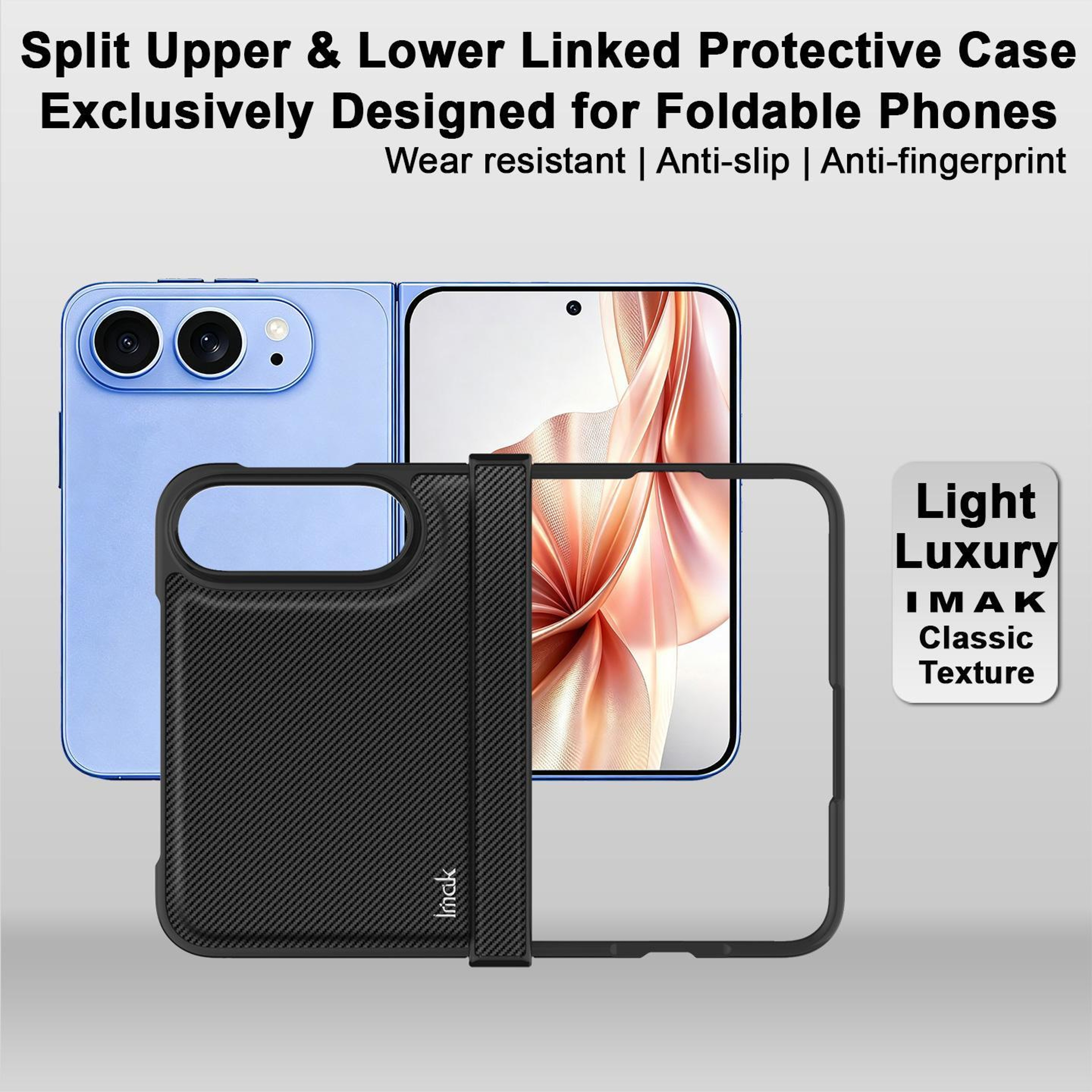 imak Ruiyi iPhone Duo Case with Carbon Fiber Texture PU Leather and Slim Protective Shell – view 2