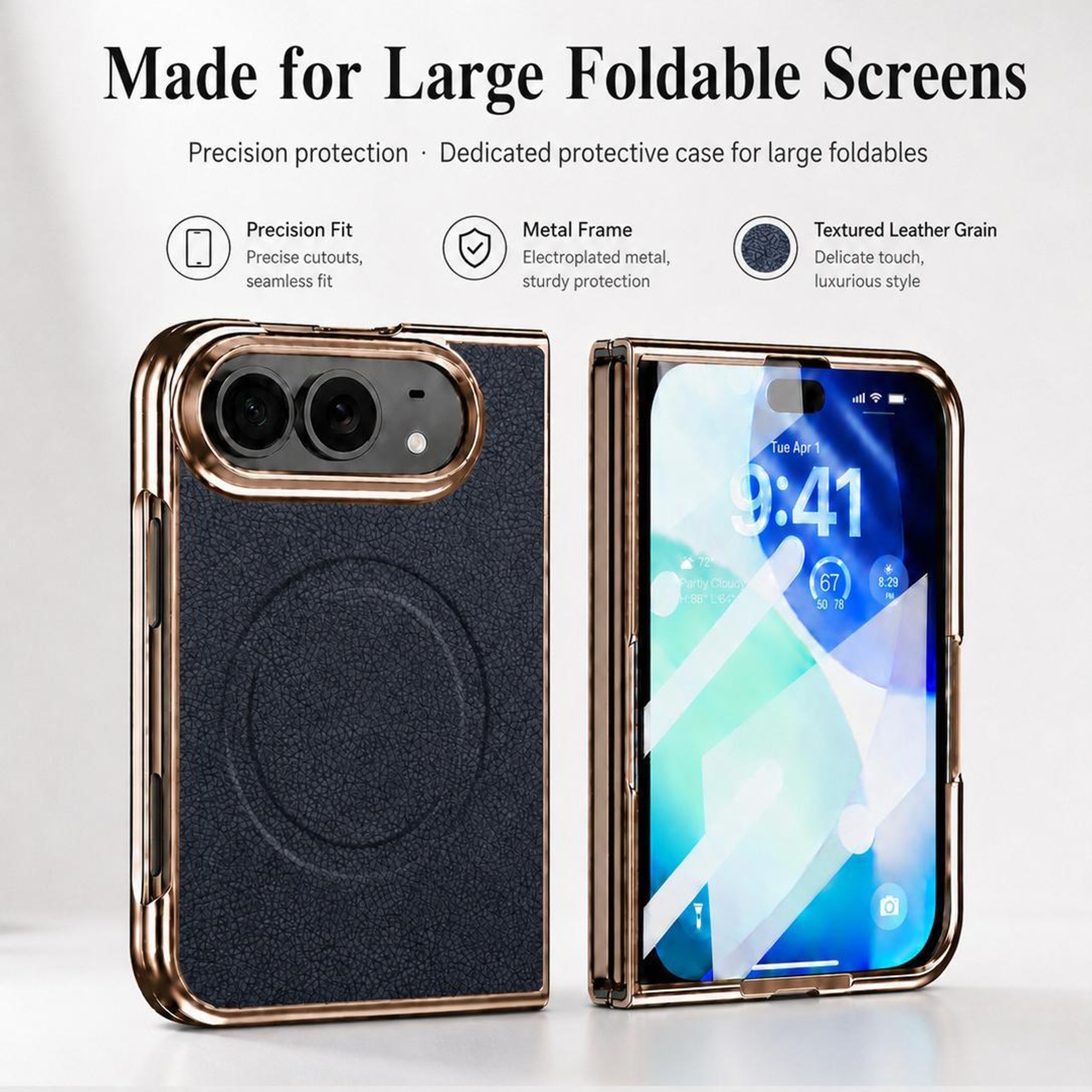 iPhone Duo Magnetic Case with Built-In Screen Protector and Lychee Texture Grip – view 2