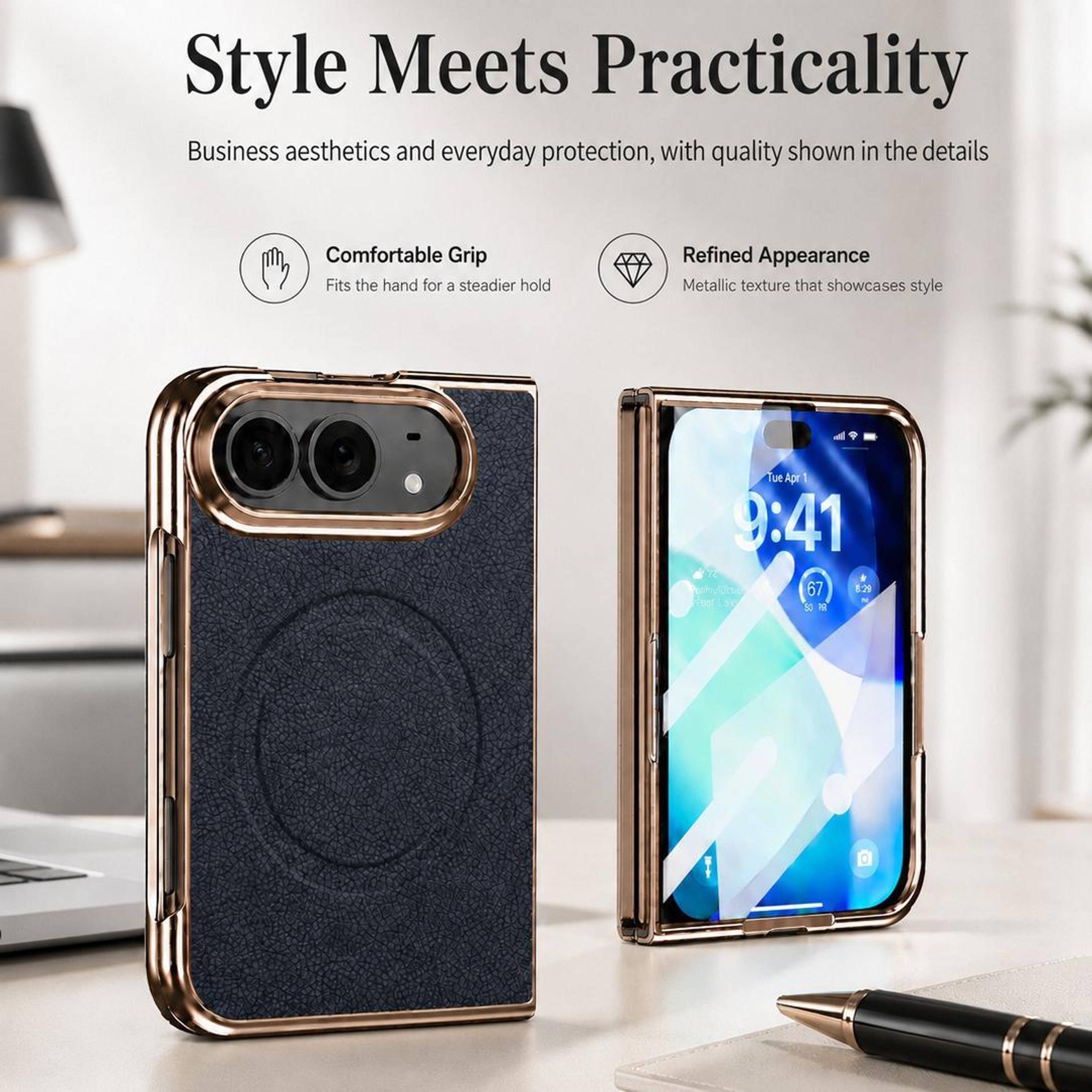 iPhone Duo Magnetic Case with Built-In Screen Protector and Lychee Texture Grip – view 8