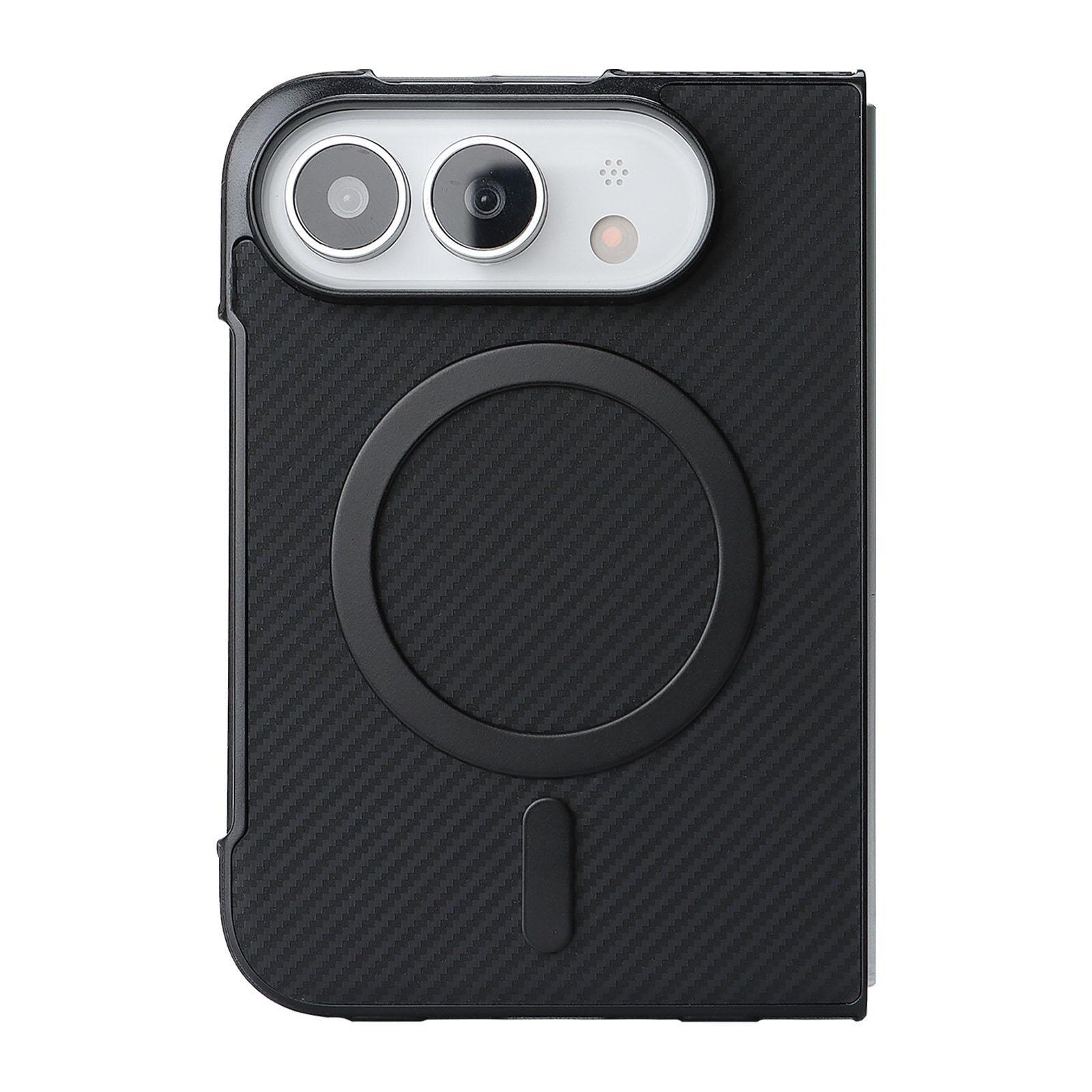 Carbon Fiber MagSafe IPhone Duo Case With Faux Leather Finish And Lens Protection 1