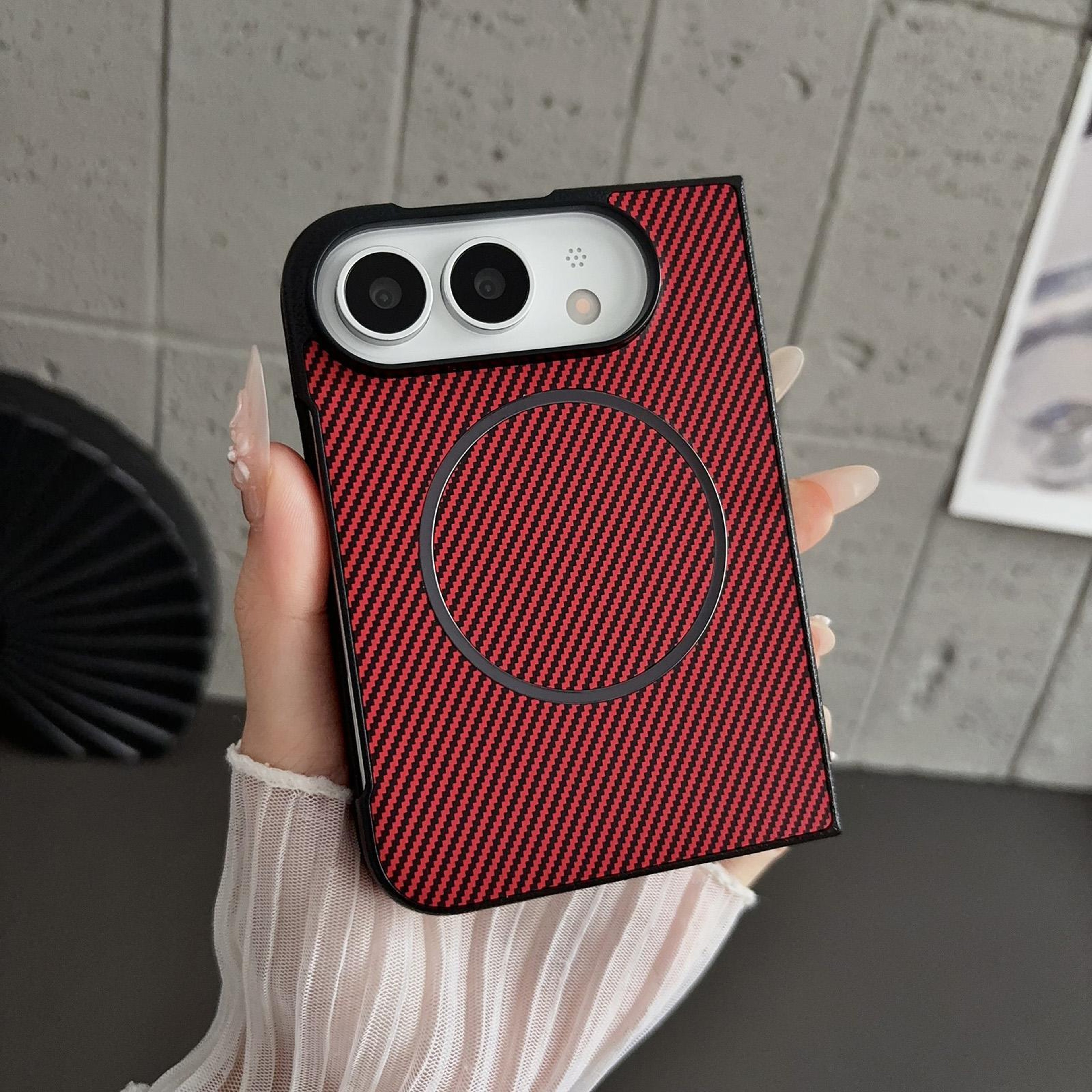 iPhone Duo Fiber Texture Magnetic iPhone Case with Wireless Charging and Raised Edge Protection – view 4