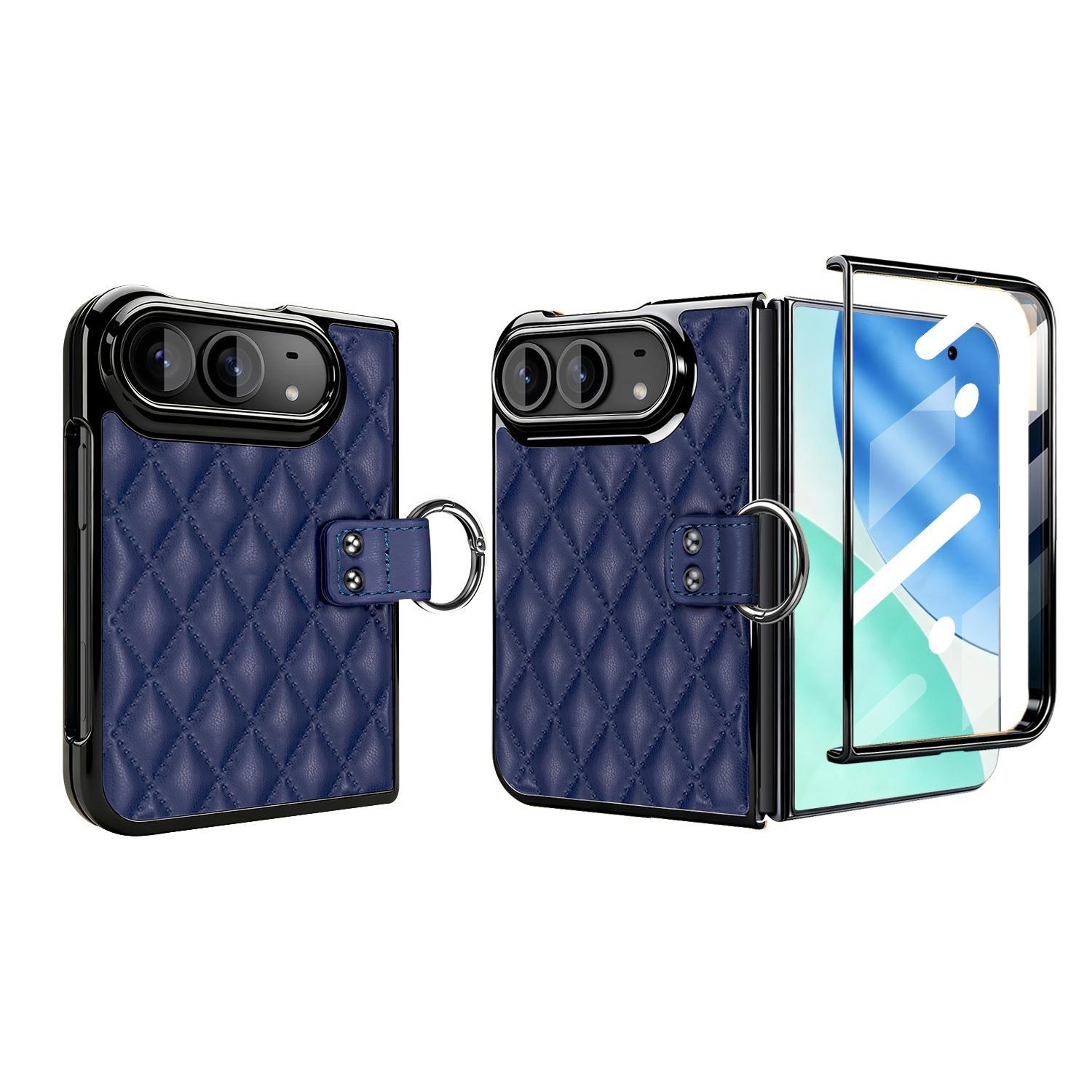 iPhone Duo PU Leather Diamond Pattern Case with Metal Ring Holder – view 15
