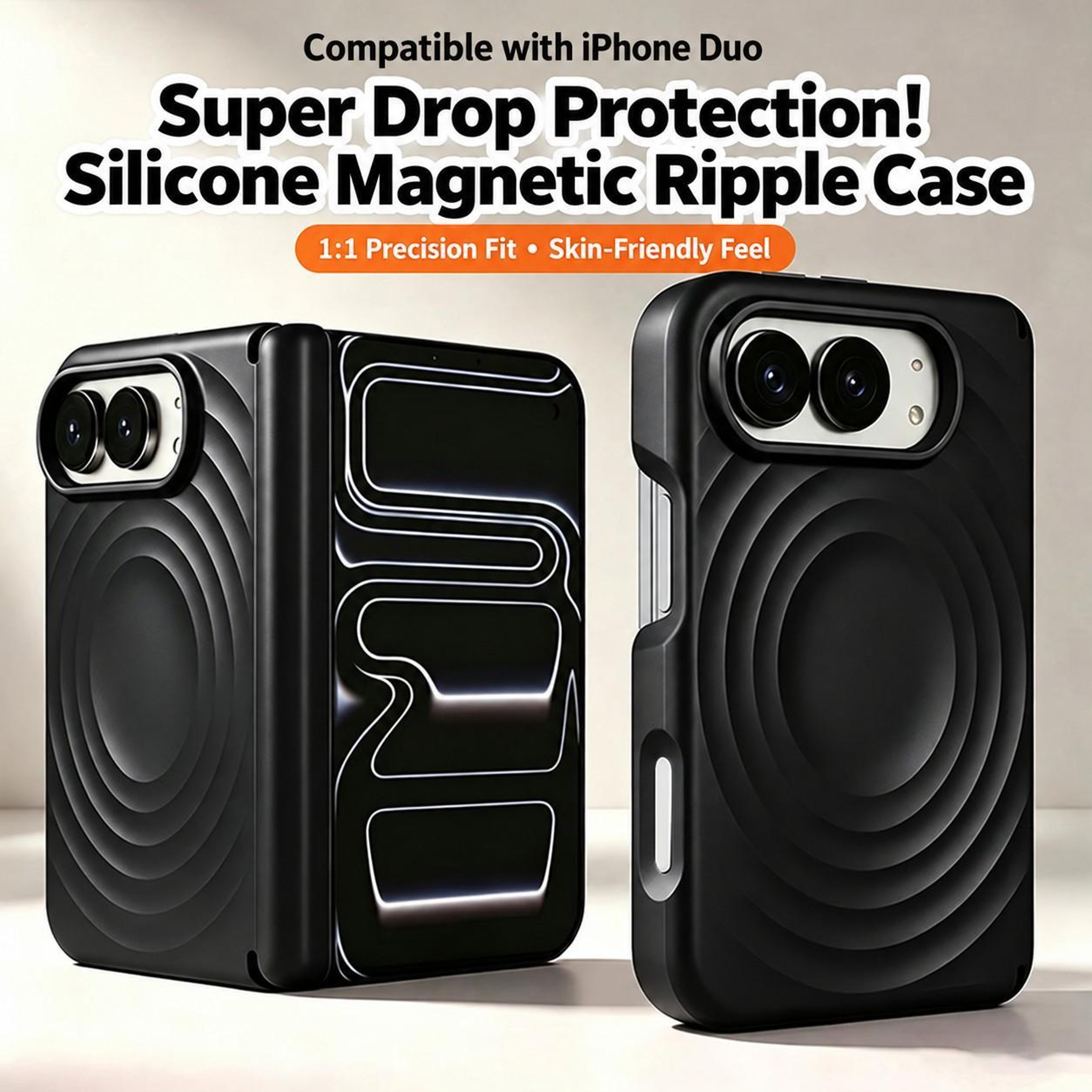 Duo Dual Axis Magnetic iPhone Case with Liquid Silicone Wave Design and Adjustable Stand – view 2