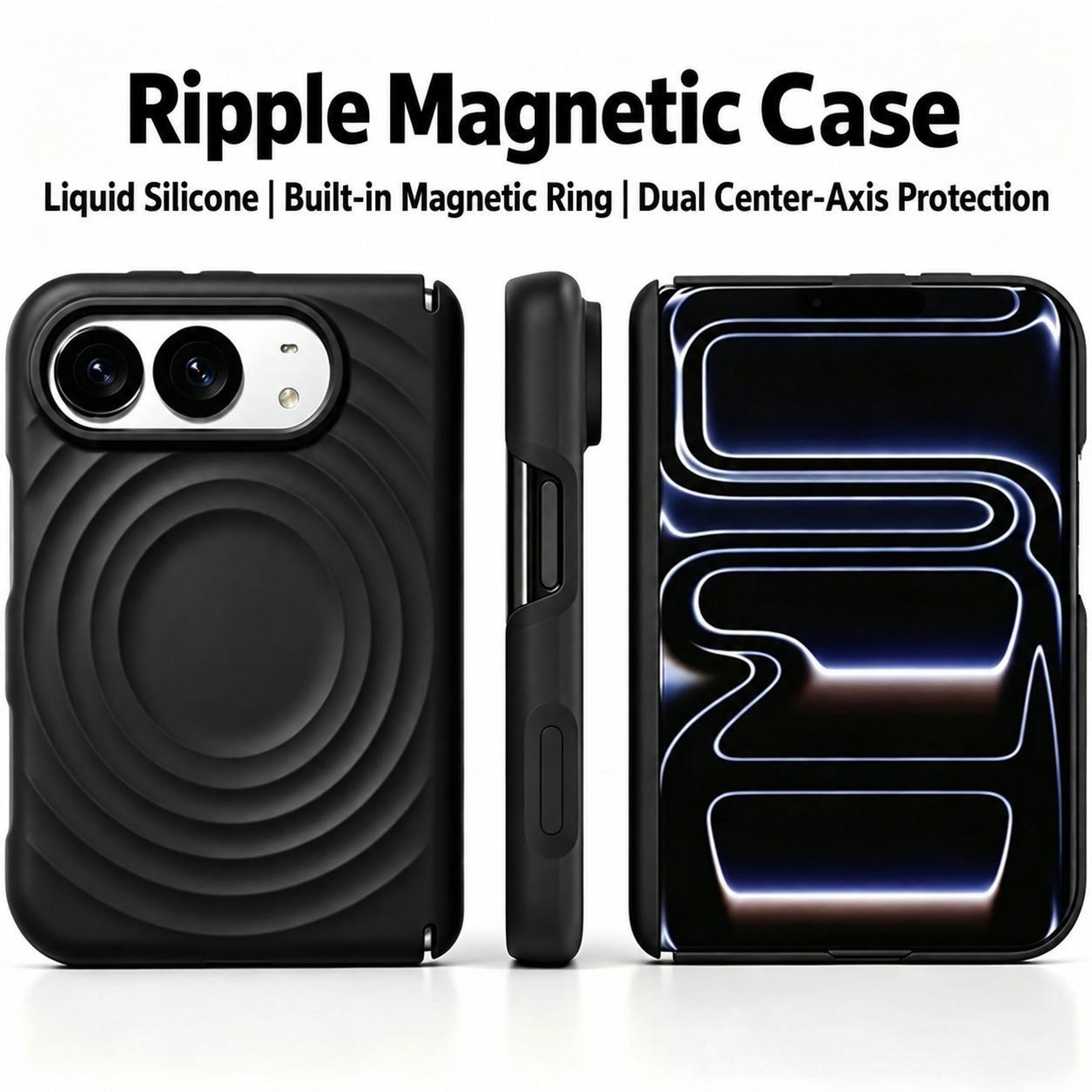 Duo Dual Axis Magnetic iPhone Case with Liquid Silicone Wave Design and Adjustable Stand – view 16