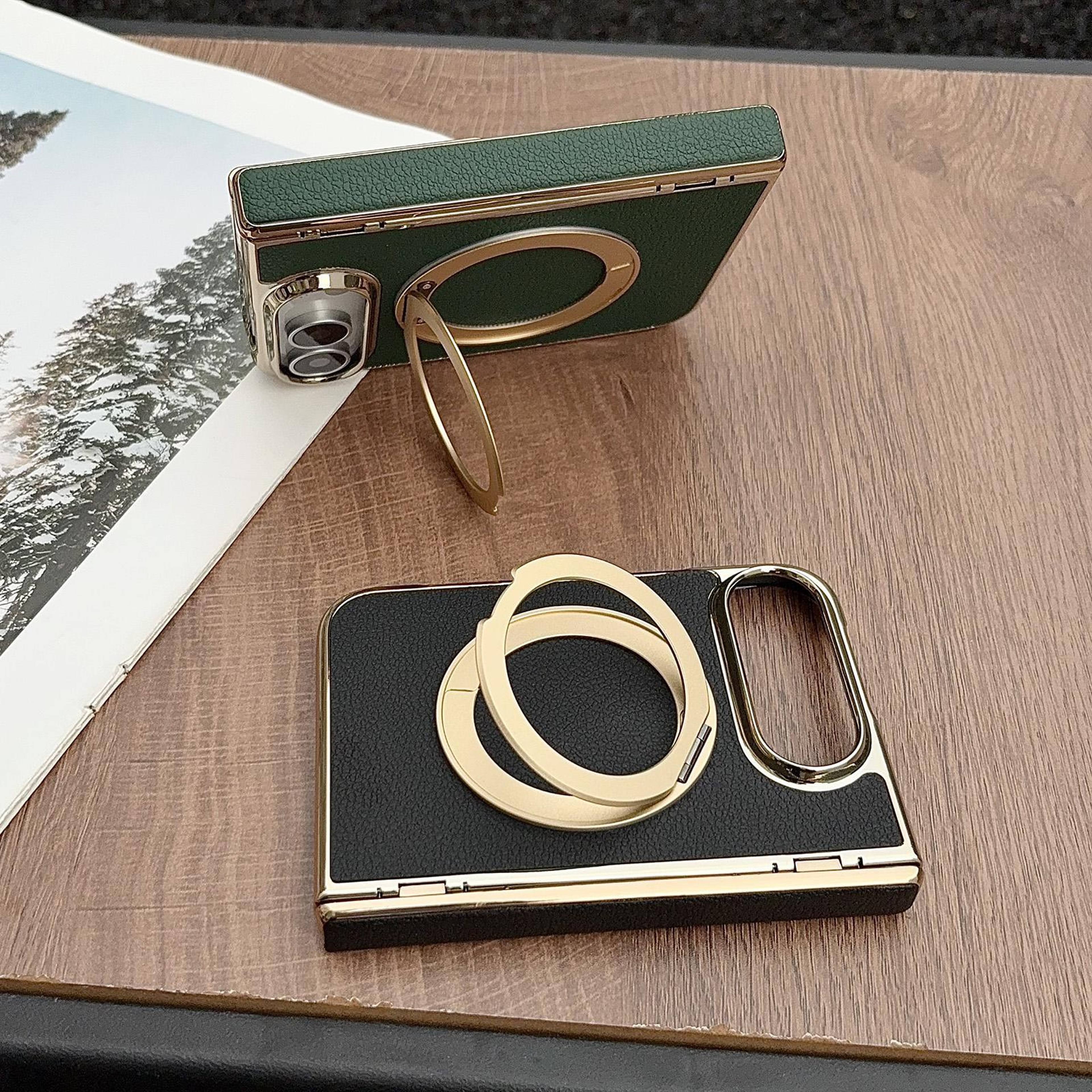 iPhone Duo Litchi Texture Magnetic Phone Case with Rotating Bracket – view 4