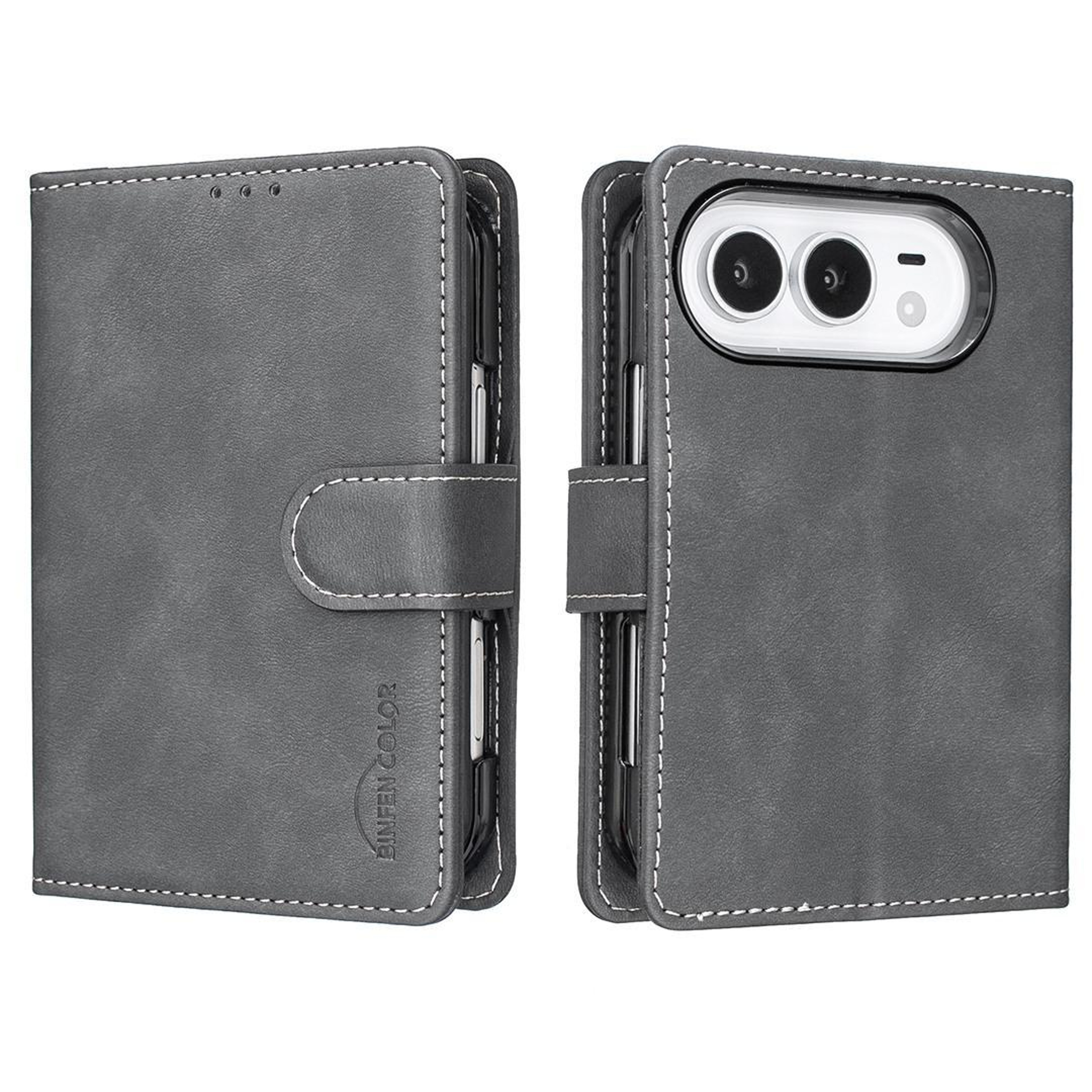 RFID Vegan Leather Wallet Case For IPhone Duo With Card Slots And Kickstand 0