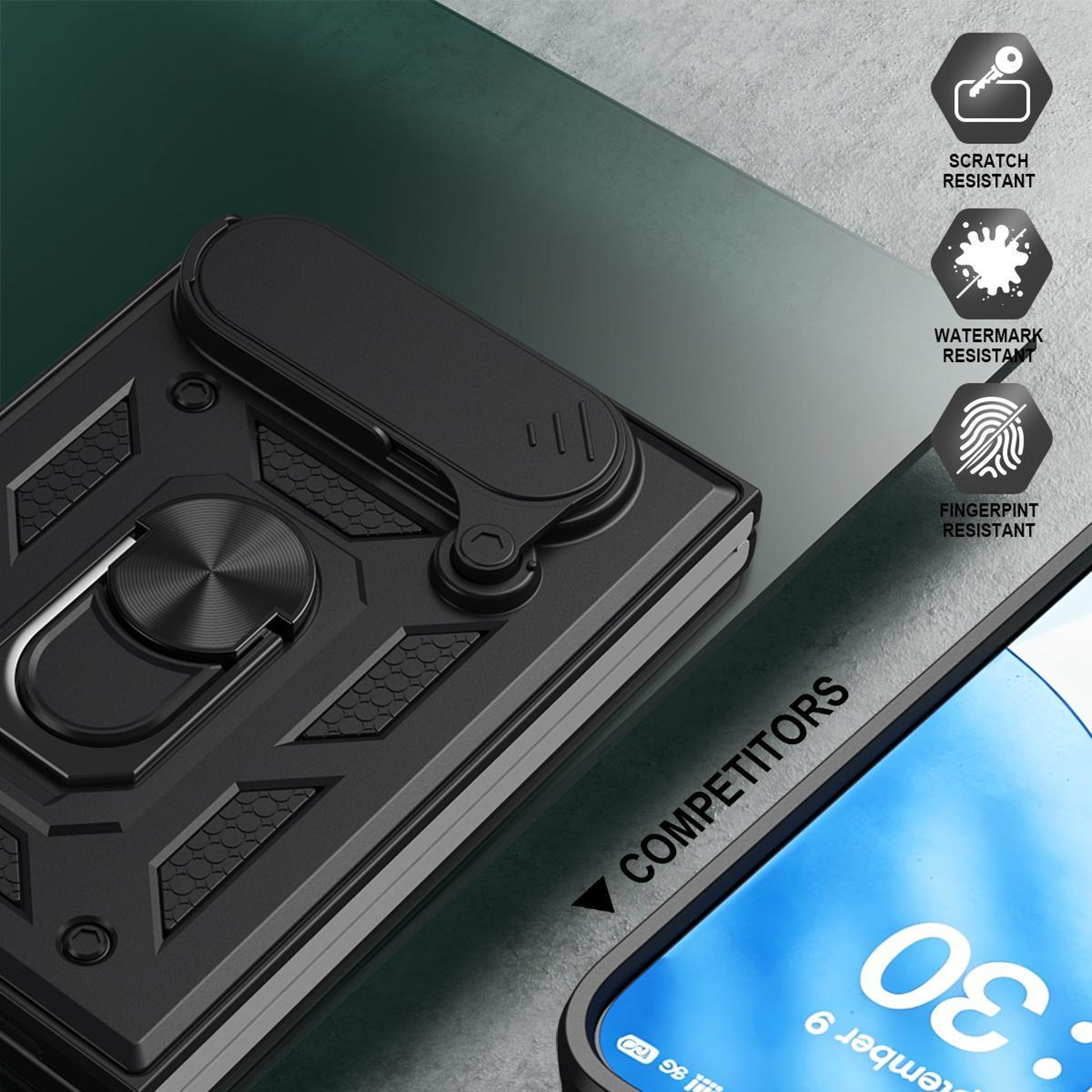 Duo Sliding Camera Cover Phone Case With Ring Stand And Magnetic Holder Compatibility 6