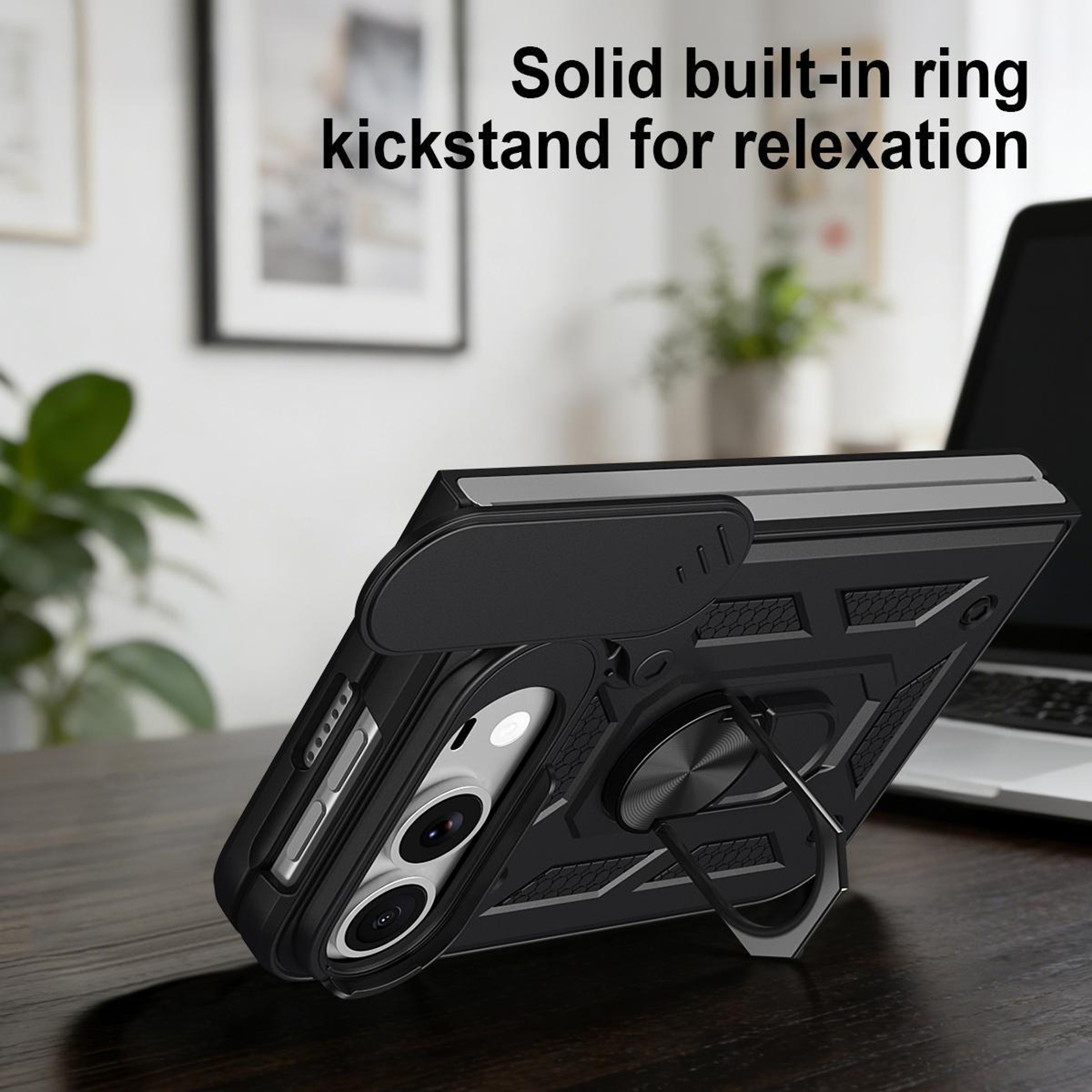 Duo Sliding Camera Cover Phone Case With Ring Stand And Magnetic Holder Compatibility 7