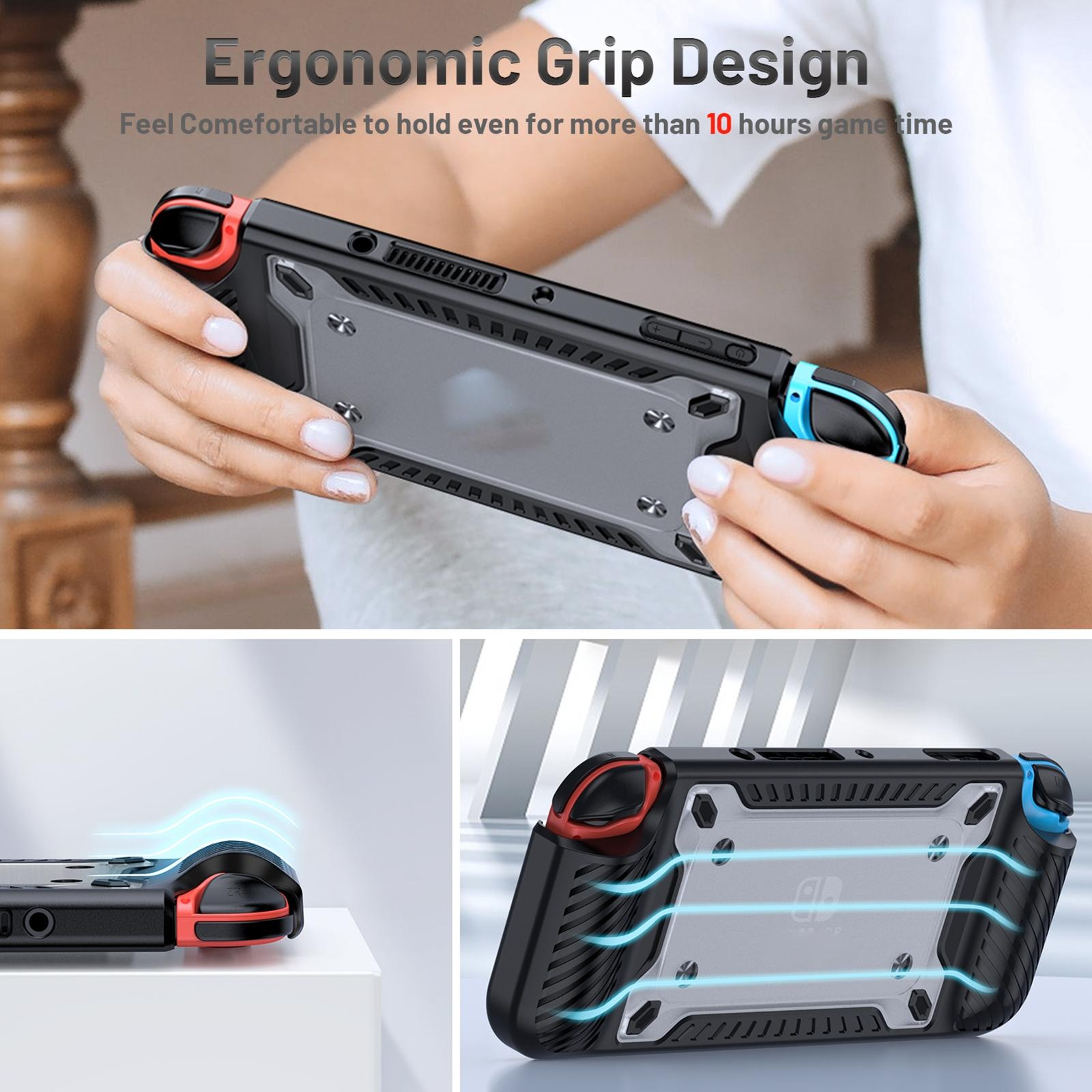 Switch OLED TPU PC Protective Gamepad Case With Ergonomic Grip 4